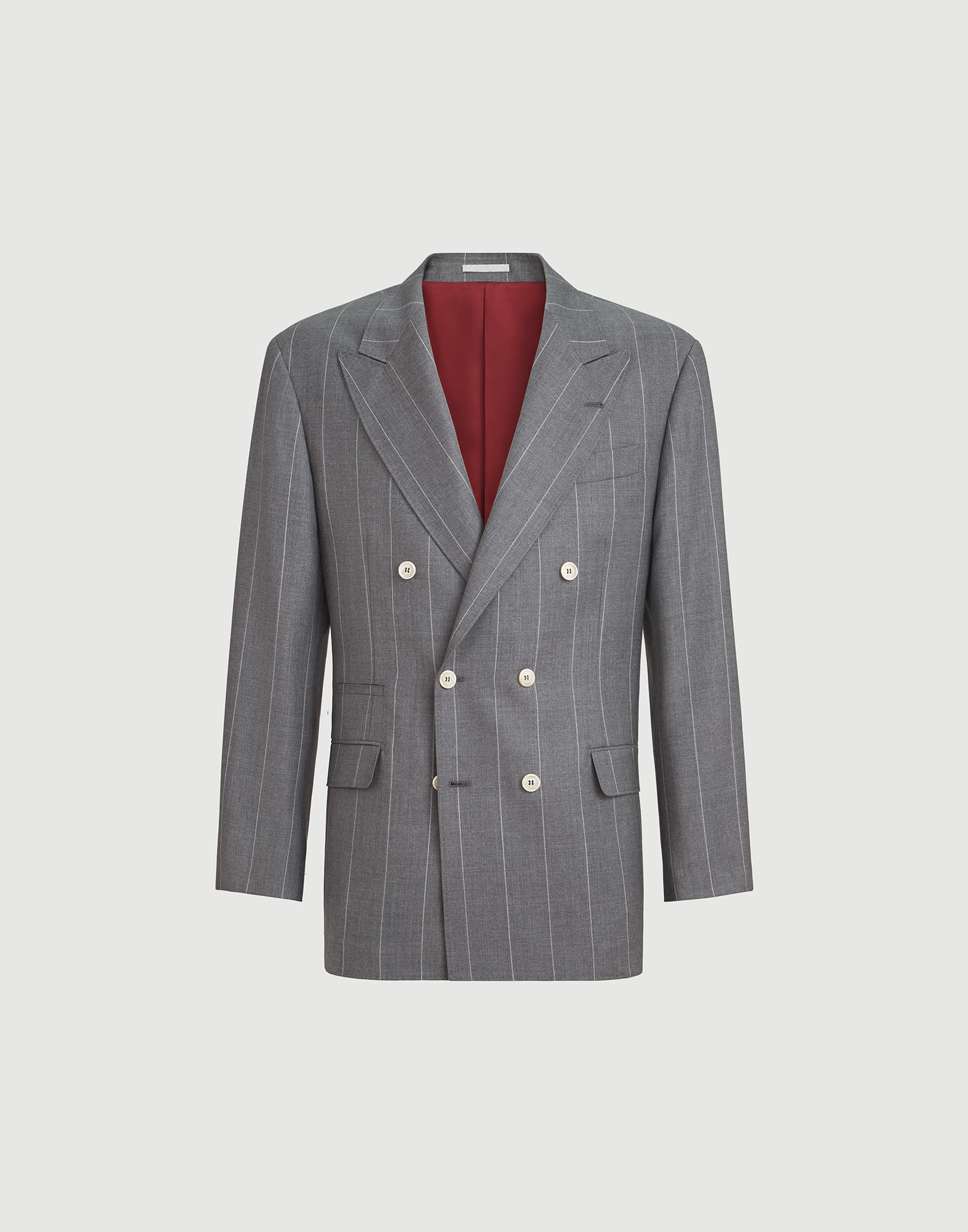 Tailor pinstripe jacket for Man in Medium Grey | Brunello Cucinelli