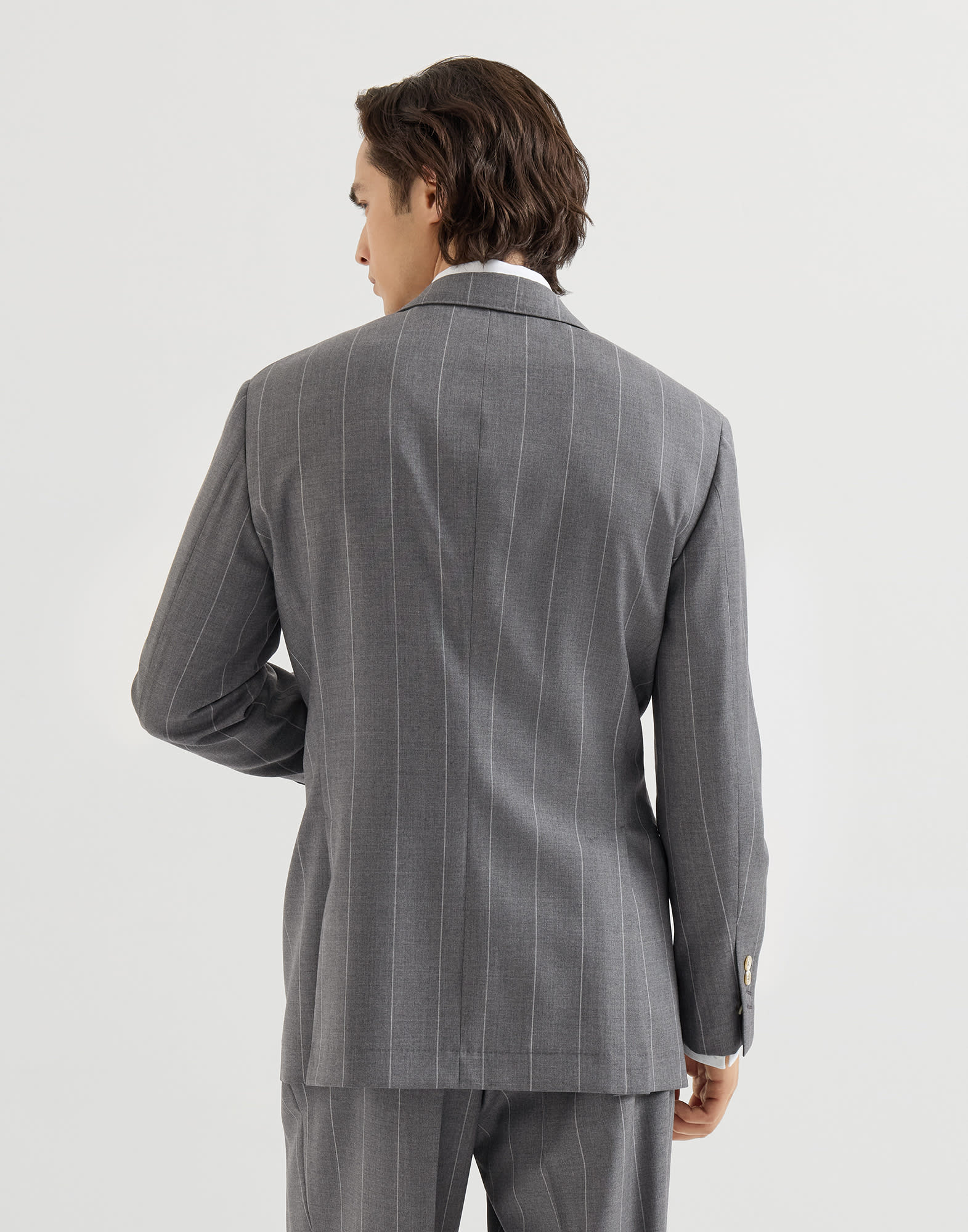 Tailor pinstripe jacket for Man in Medium Grey | Brunello Cucinelli