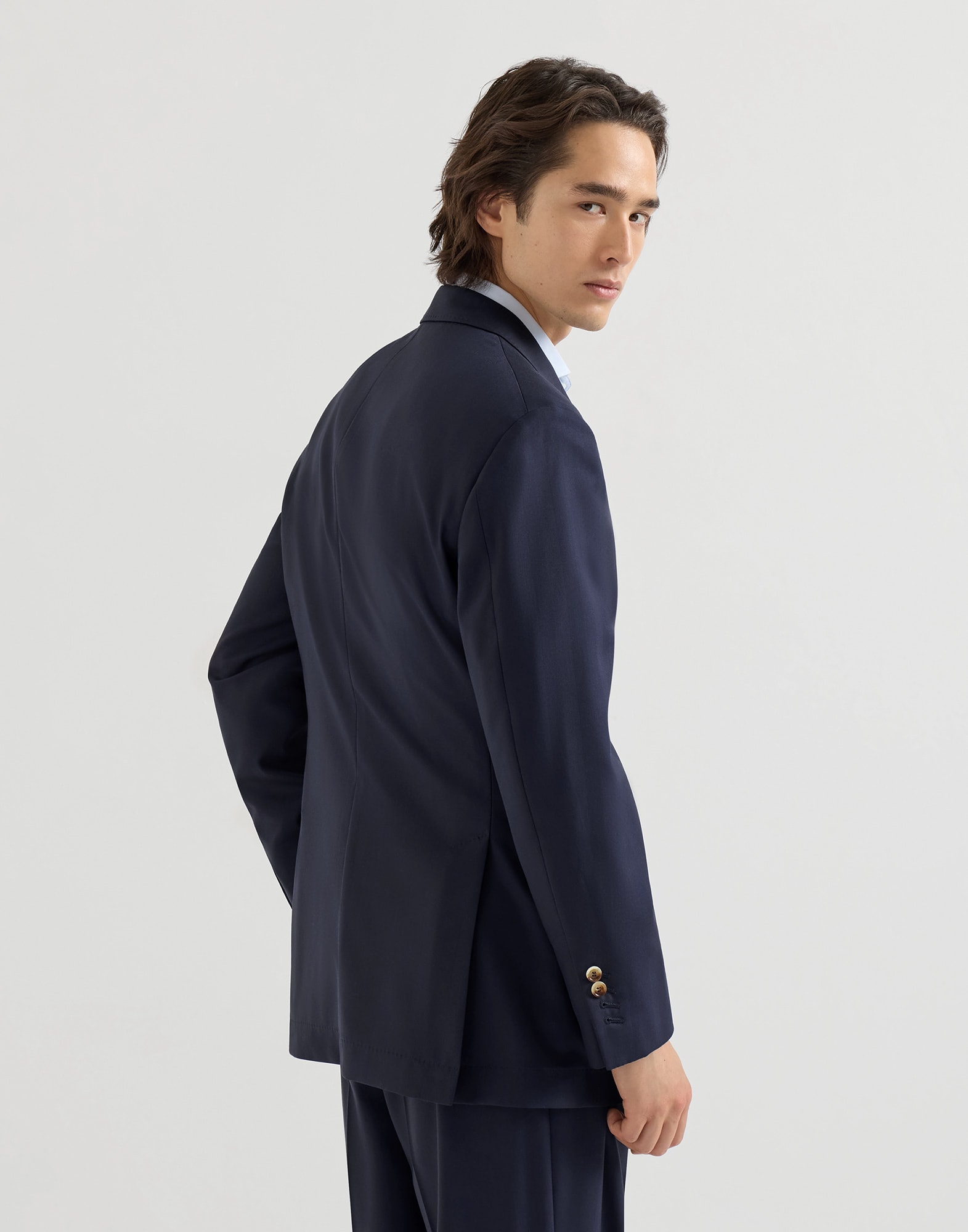 Tailor jacket in wool chevron for Man in Navy Blue | Brunello