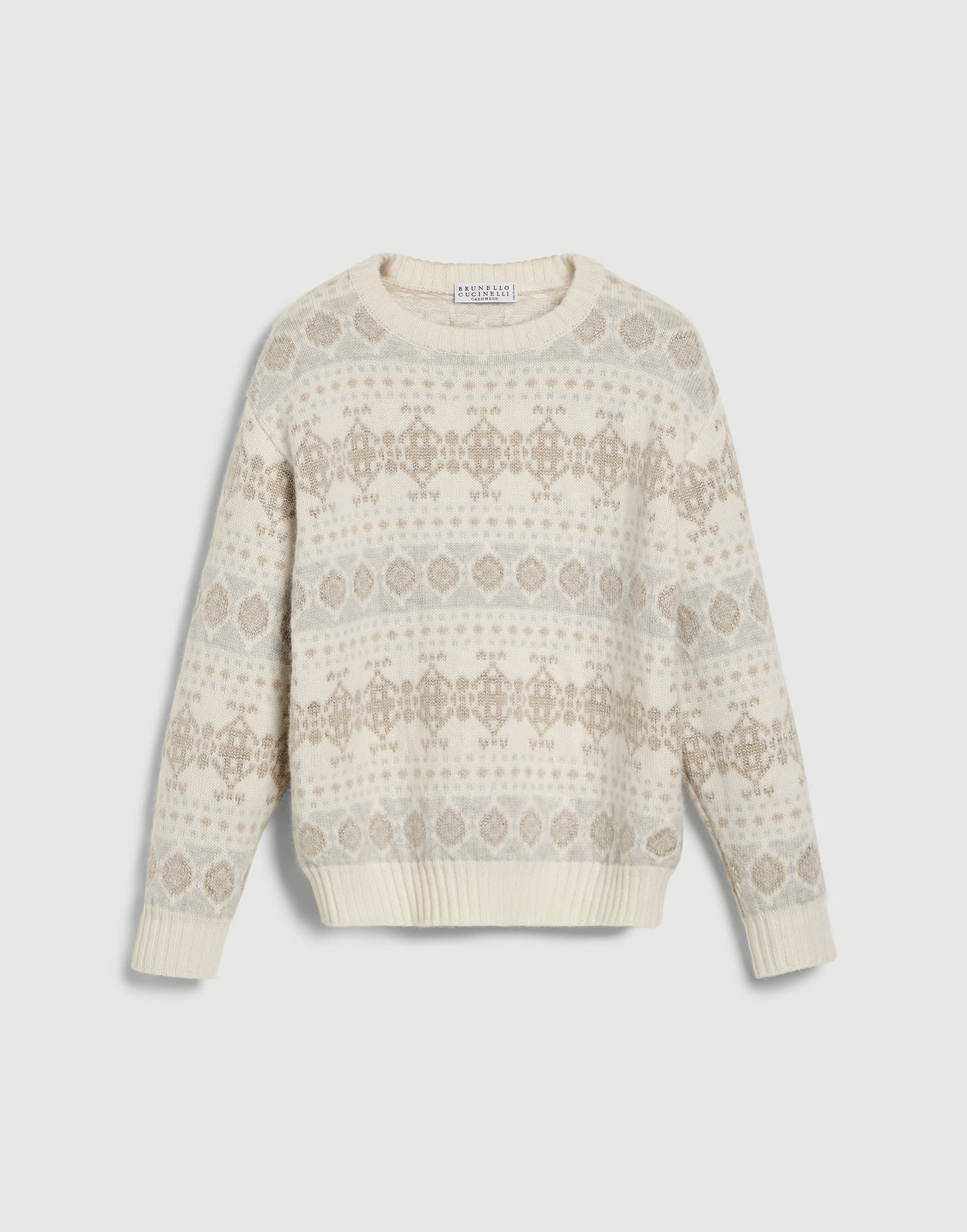 Pullover in Jacquard aus Sparkling-Kaschmir Panama M&auml;dchen - Brunello Cucinelli