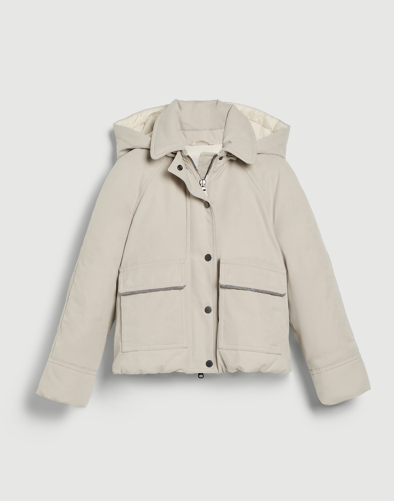科技棉蠟面帆布羽絨外套 沙色 女童 - Brunello Cucinelli