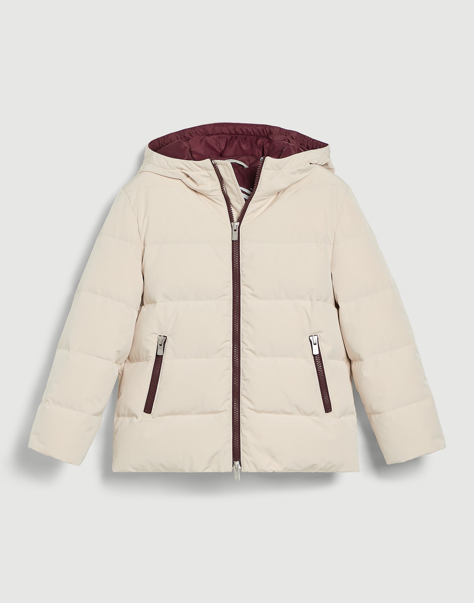 Nylon hooded down jacket Ivory Boys - Brunello Cucinelli