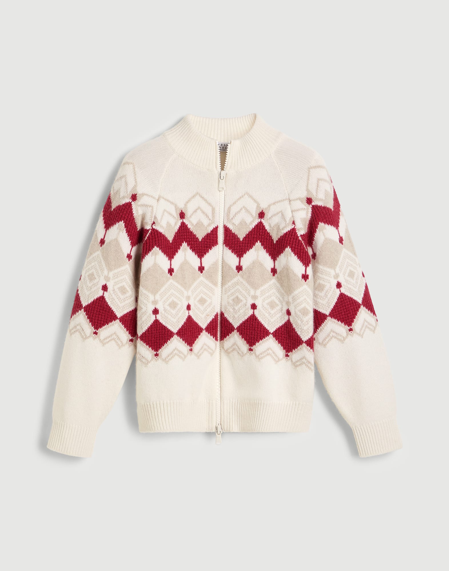 Cardigan in Jacquard mit Rei&szlig;verschluss Panama Jungen - Brunello Cucinelli