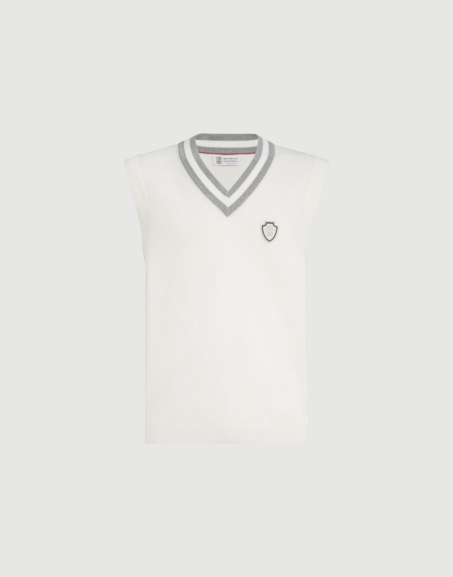 メンズ 向け パナマ ロゴ付き コットンニット ベスト | Brunello Cucinelli