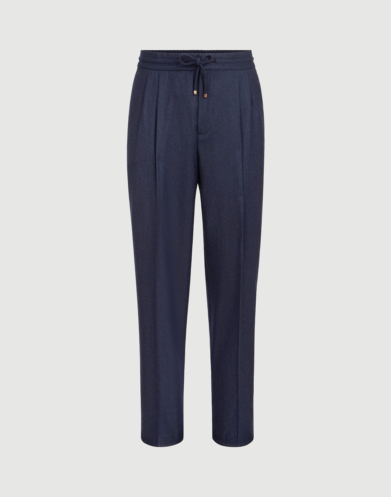 Virgin wool flannel trousers for Man in Black | Brunello Cucinelli