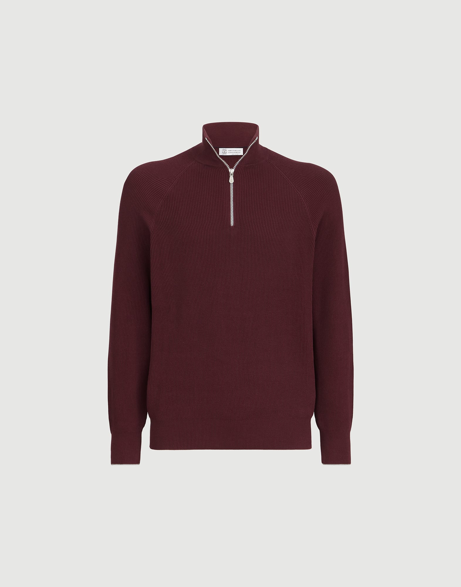 English Rib knit sweater for Man in Burgundy | Brunello Cucinelli