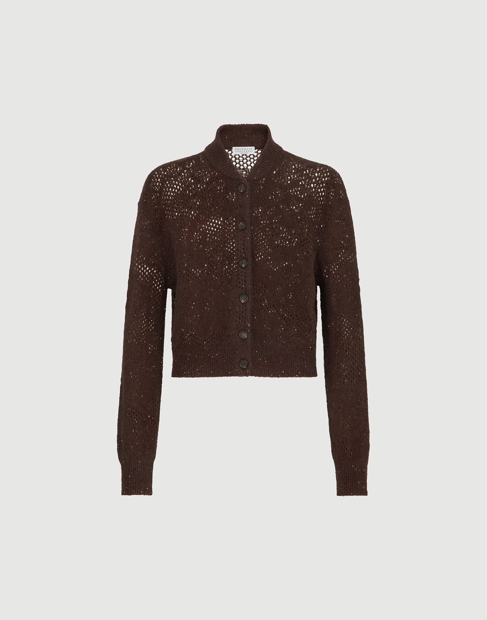 Lace flowers cardigan for Woman in Brown | Brunello Cucinelli
