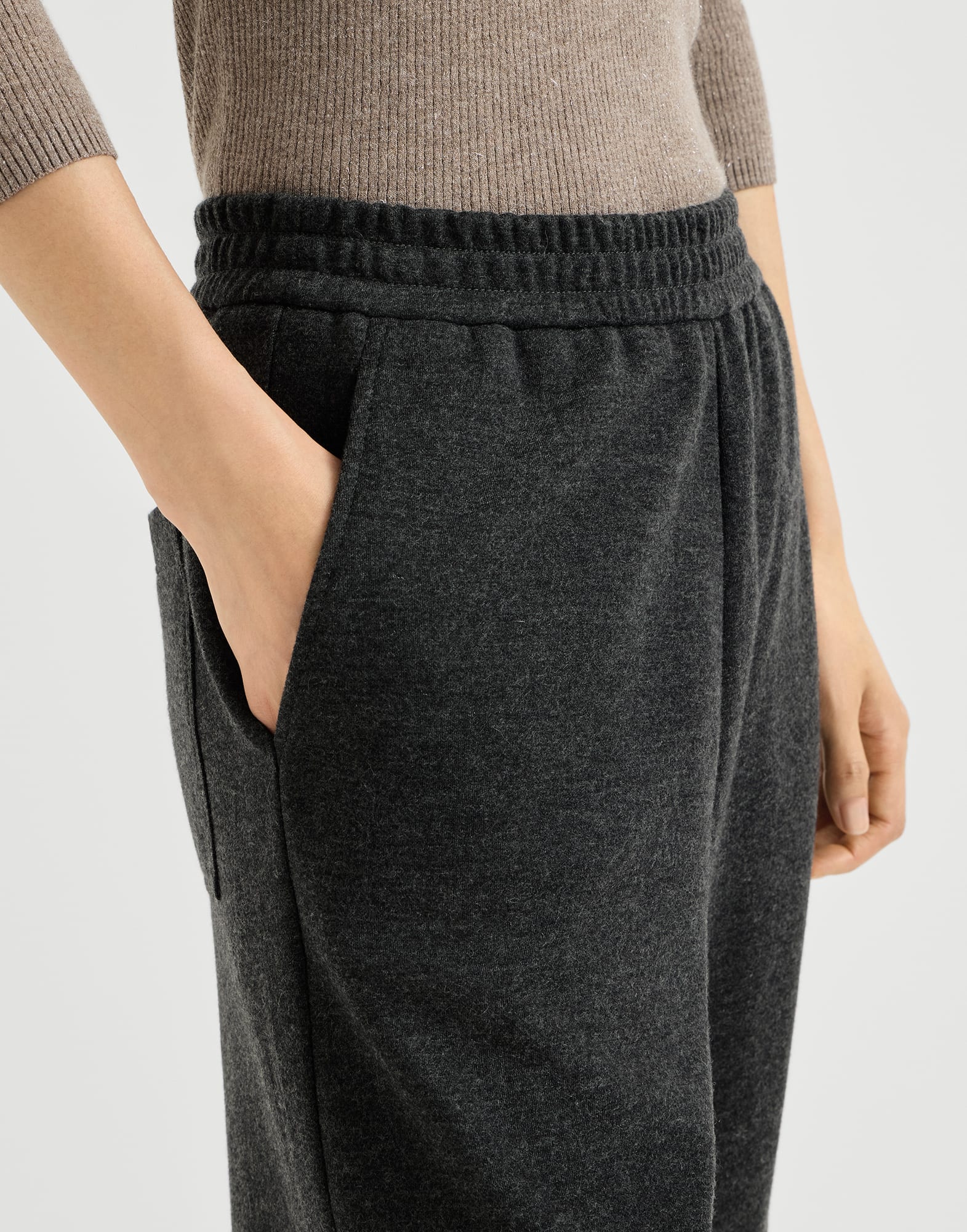 Interlock track trousers for Woman in Anthracite | Brunello Cucinelli