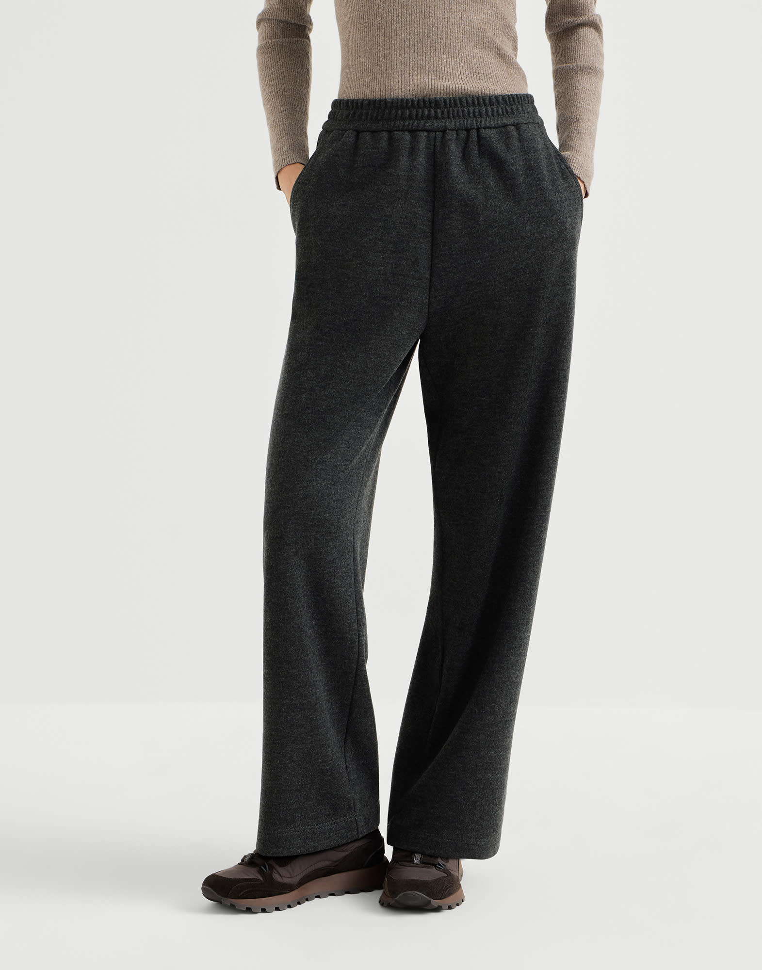 Interlock track trousers for Woman in Anthracite | Brunello Cucinelli