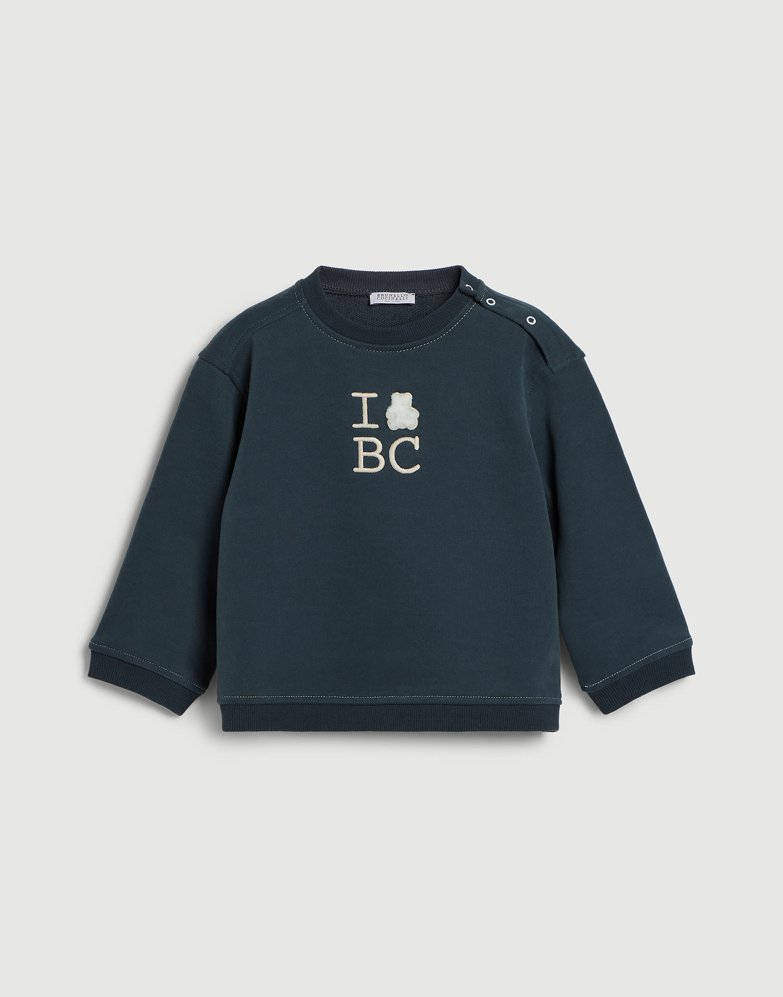 Baby Bernie棉質衛衣布上裝 藍色 嬰幼兒 - Brunello Cucinelli