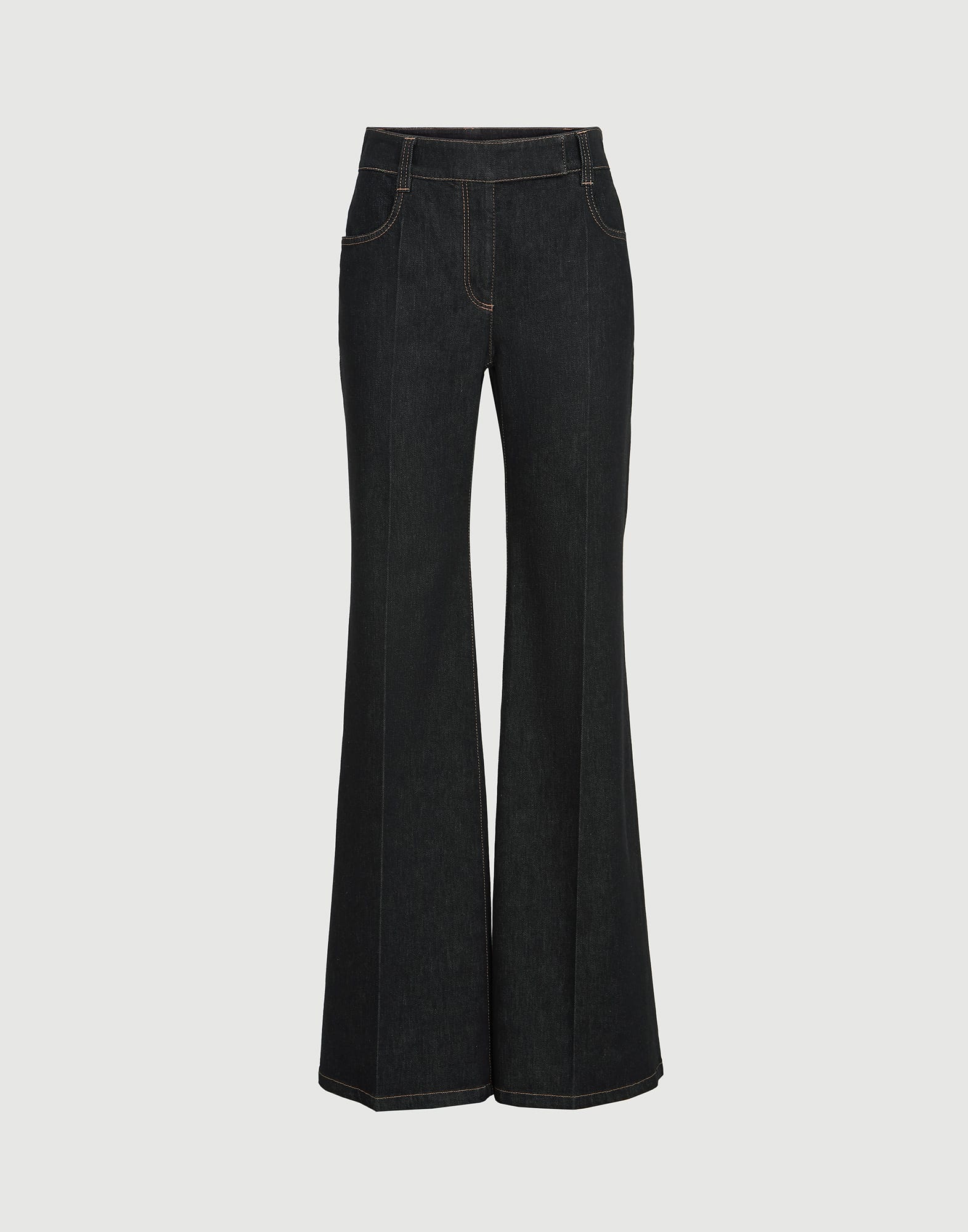 Flared trousers with monili for Woman in Black | Brunello Cucinelli
