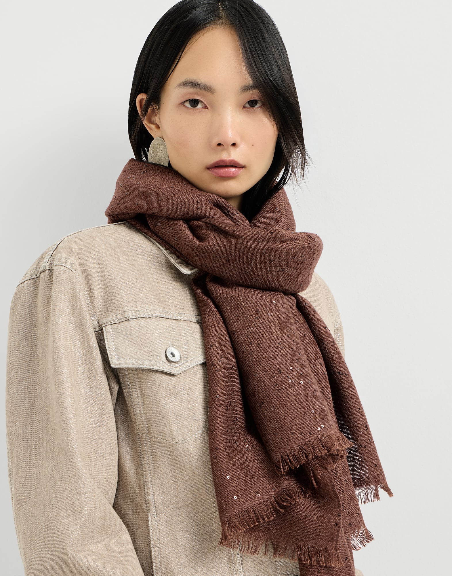 レディース 向け ブルー カシミヤ＆ダイヤモンドシルク ストール