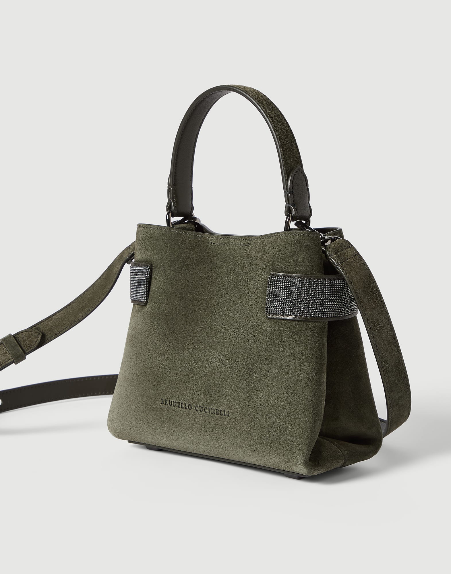 Small Top-Handle Essence bag for Woman in Green | Brunello Cucinelli