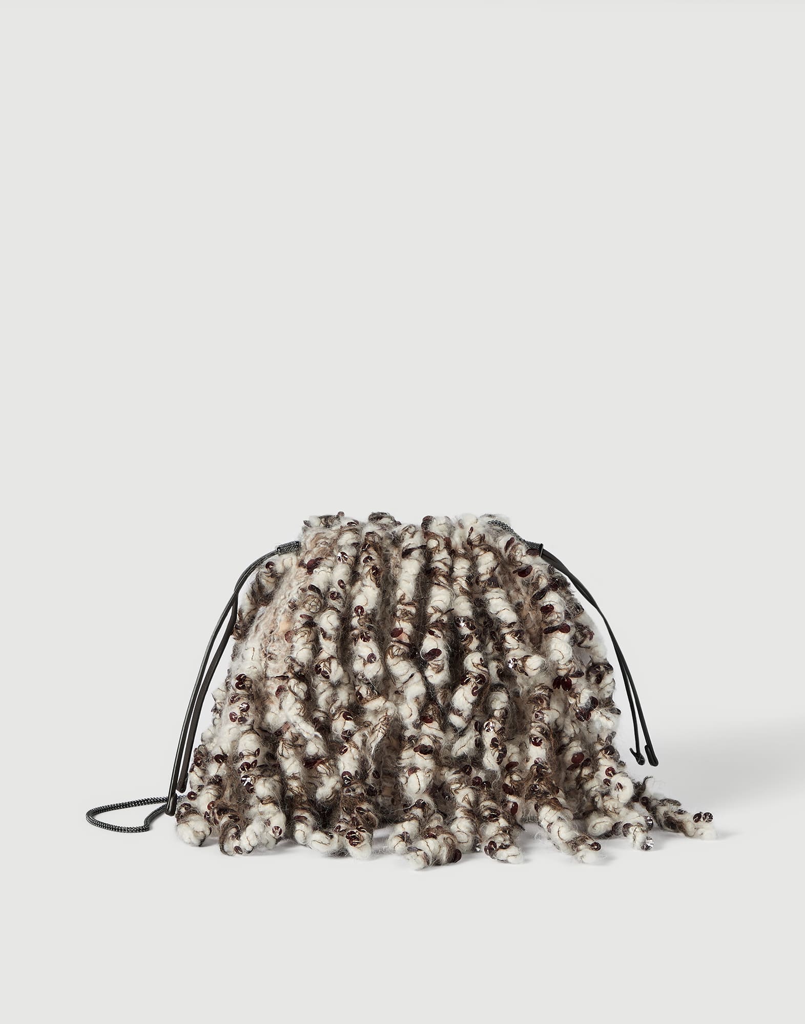 Dazzling Twist Embroidery pouch bag Brown Woman - Brunello Cucinelli