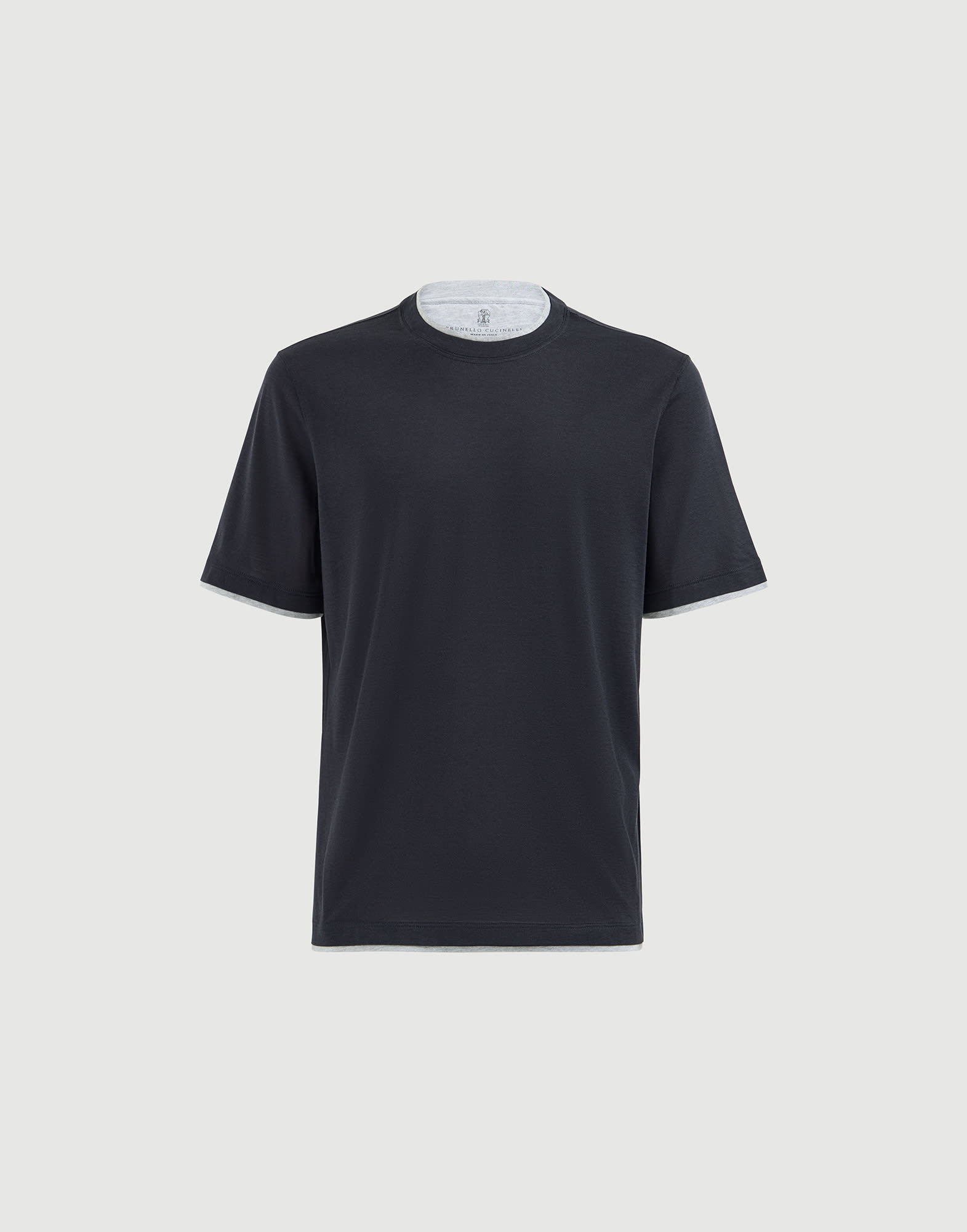 Lightweight jersey T-shirt for Man in Black | Brunello Cucinelli