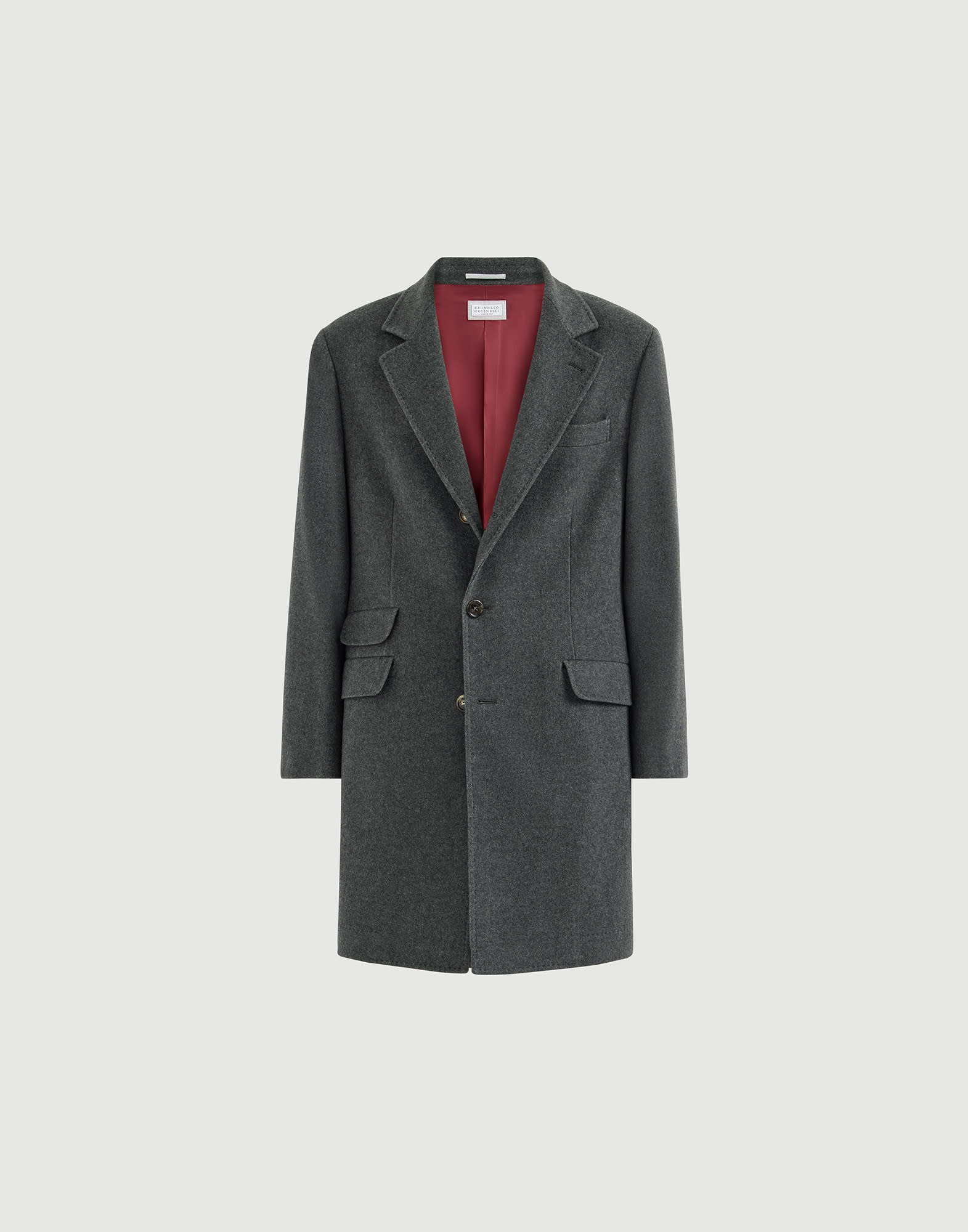 Cashmere coat for Man in Lead | Brunello Cucinelli