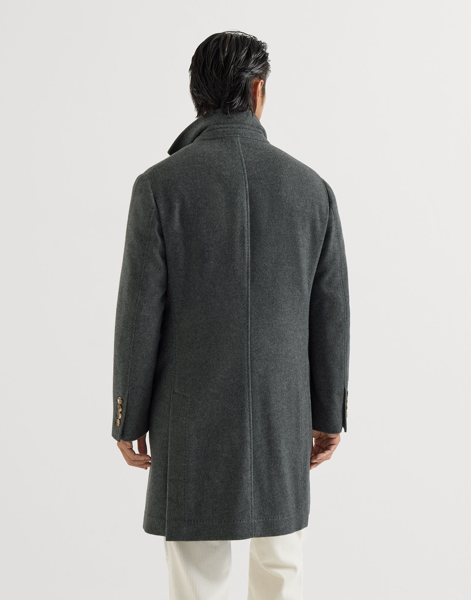 Cashmere coat for Man in Lead | Brunello Cucinelli