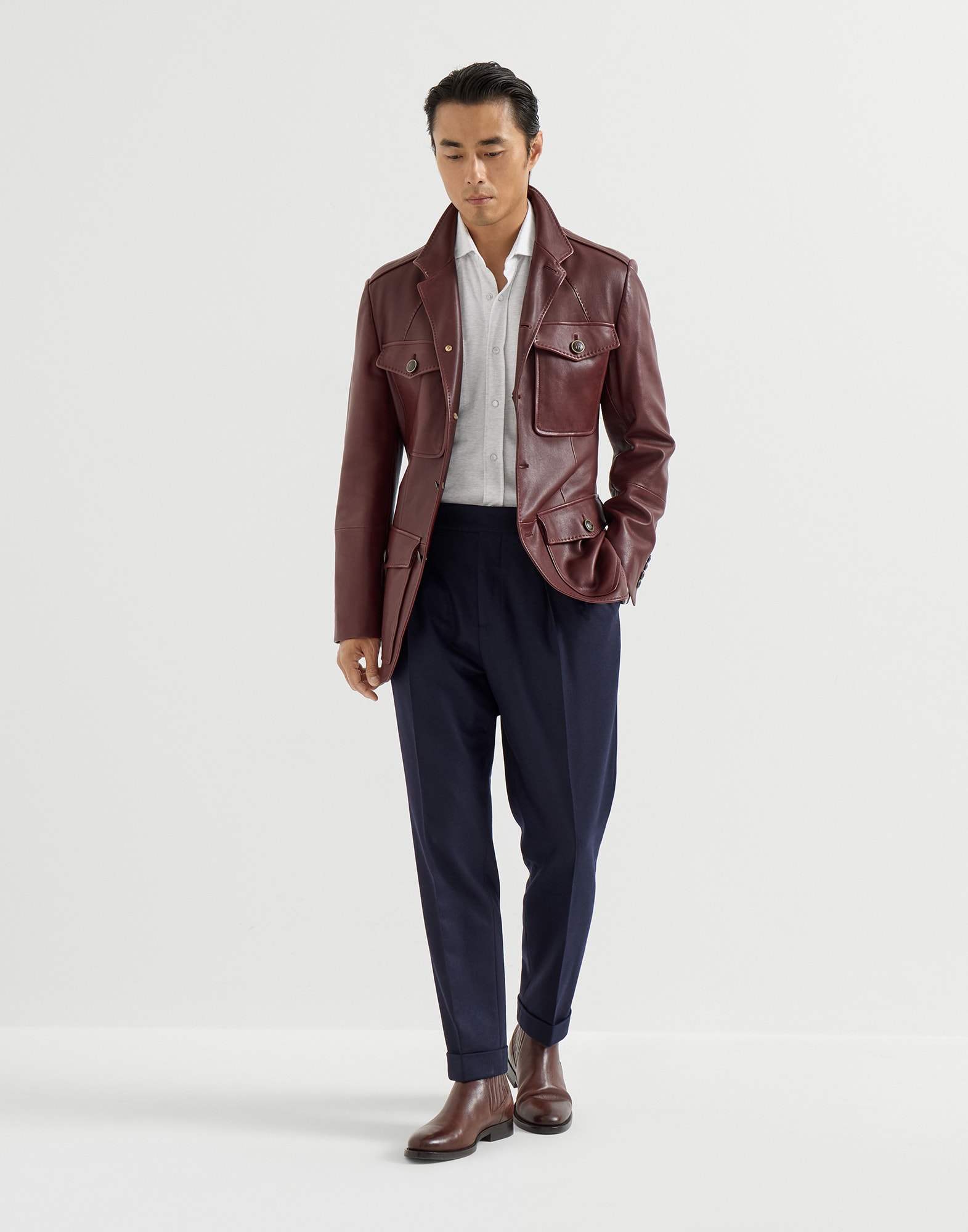 メンズ 向け ジンジャー ピケシャツ | Brunello Cucinelli