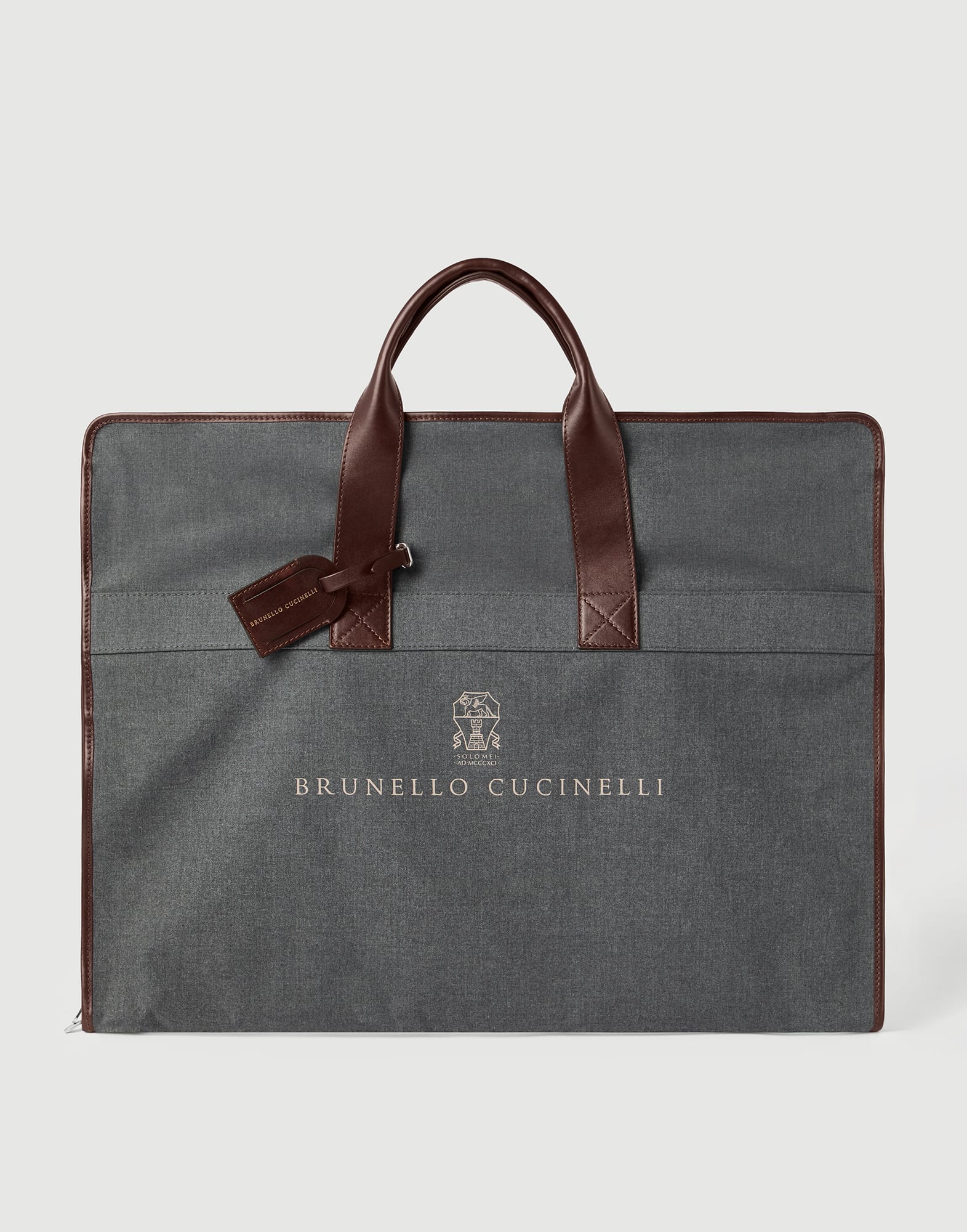 BRUNELLO CUCINELLI ガーメントバッグ スーツカバー 2点セット Calfskin suit carrier for Man in Anthracite | Brunello Cucinelli