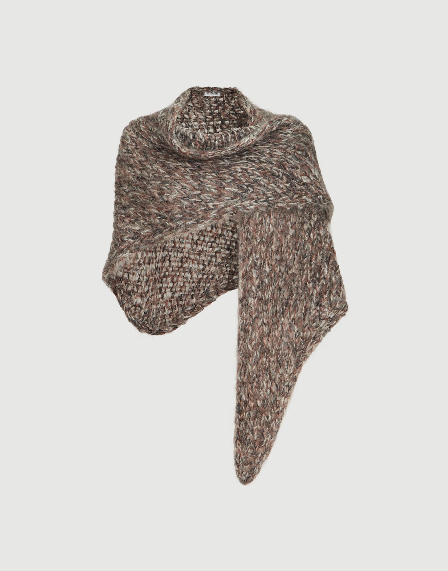 Mohair knit shawl for Woman in Bark | Brunello Cucinelli