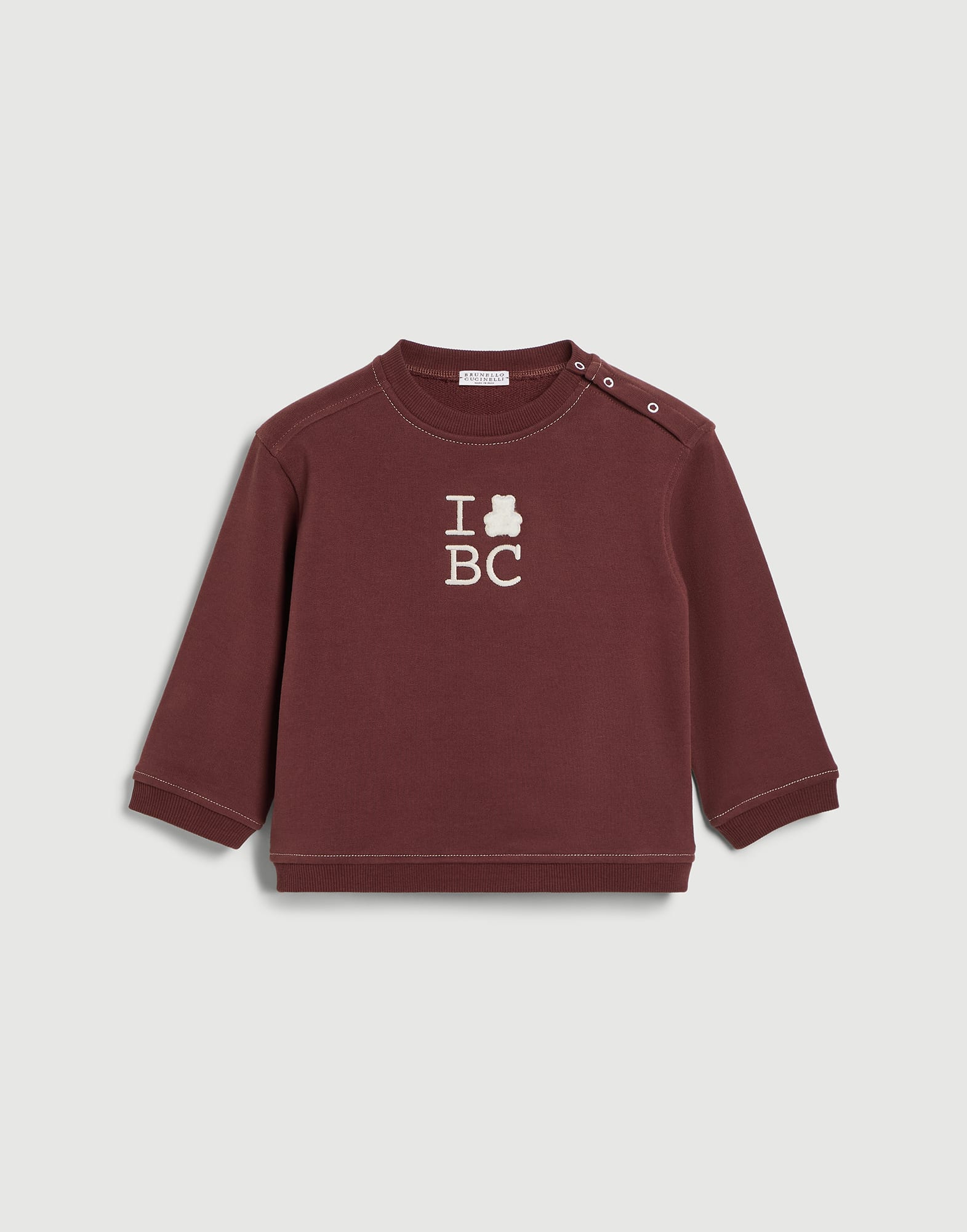 Baby Bernie棉質衛衣布上裝 波爾多紅 嬰幼兒 - Brunello Cucinelli