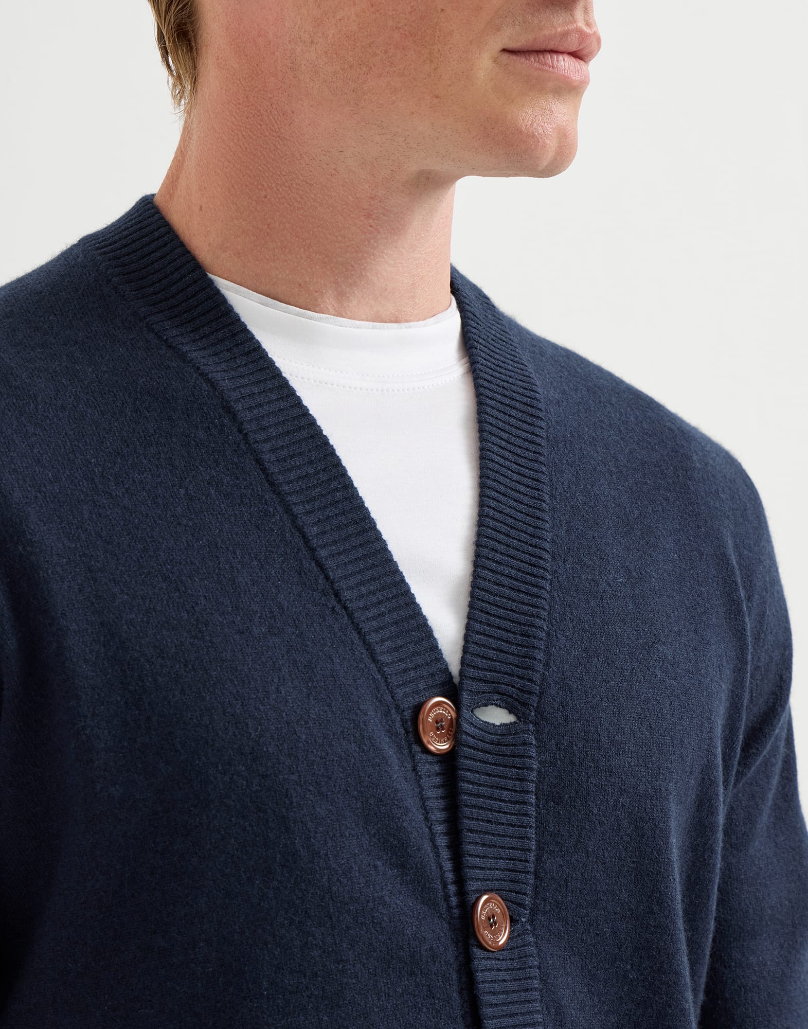 メンズ 向け ネイビーブルー カシミヤカーディガン | Brunello Cucinelli