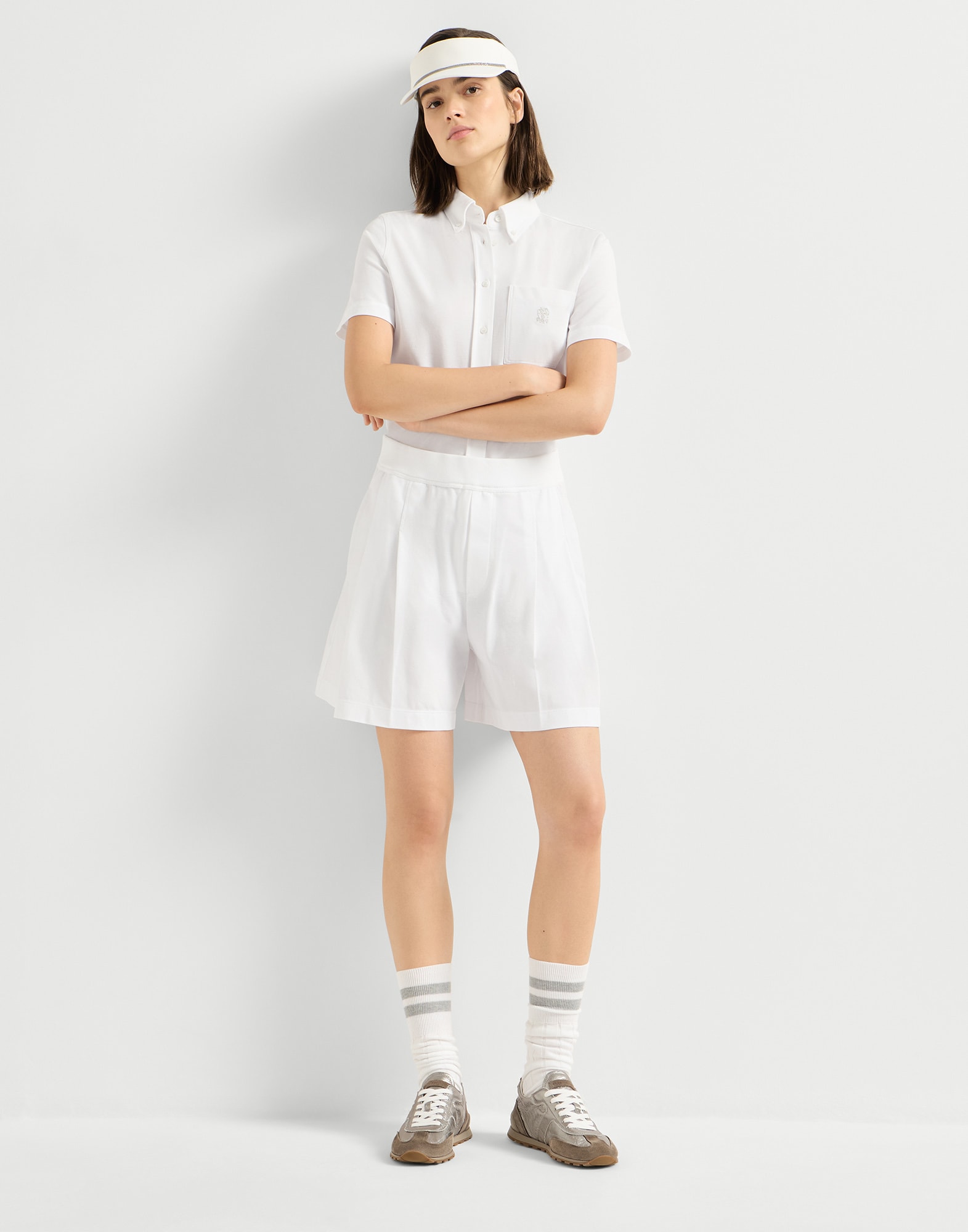 レディース 向け ホワイト ピケ ショートパンツ | Brunello Cucinelli