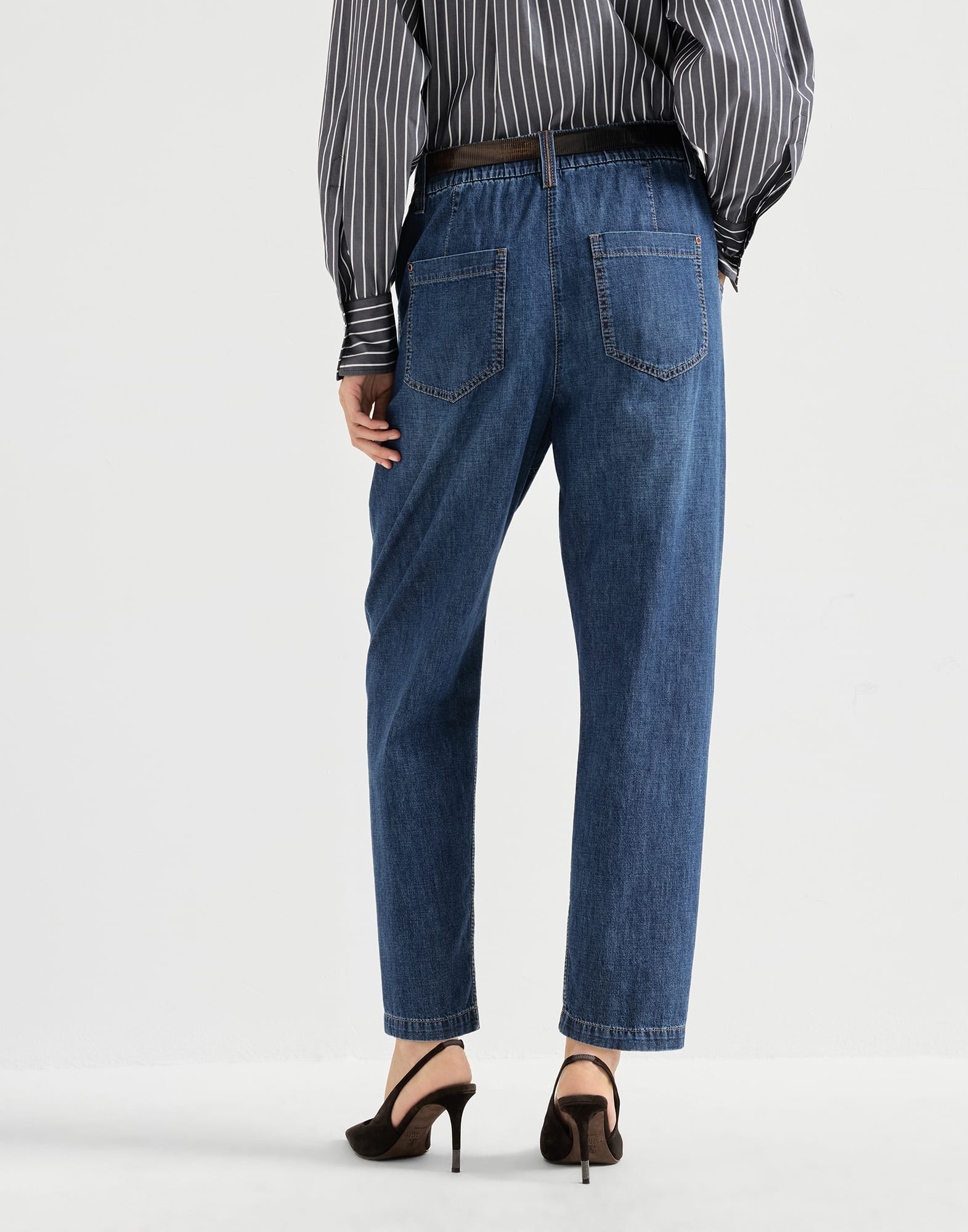 Five-pocket trousers for Woman in Dark Grey | Brunello Cucinelli
