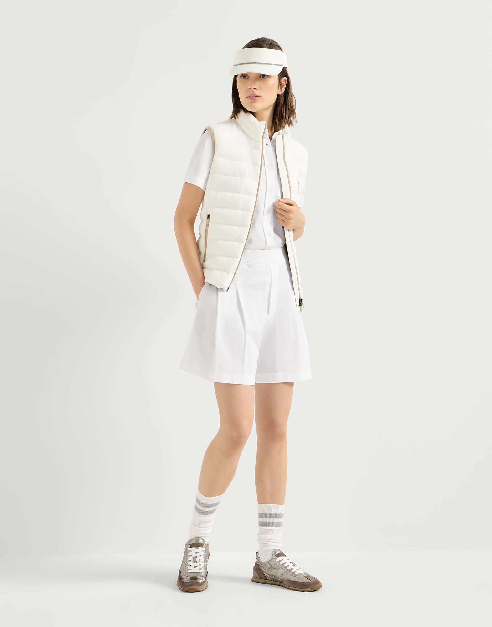 レディース 向け ホワイト ピケ ショートパンツ | Brunello Cucinelli