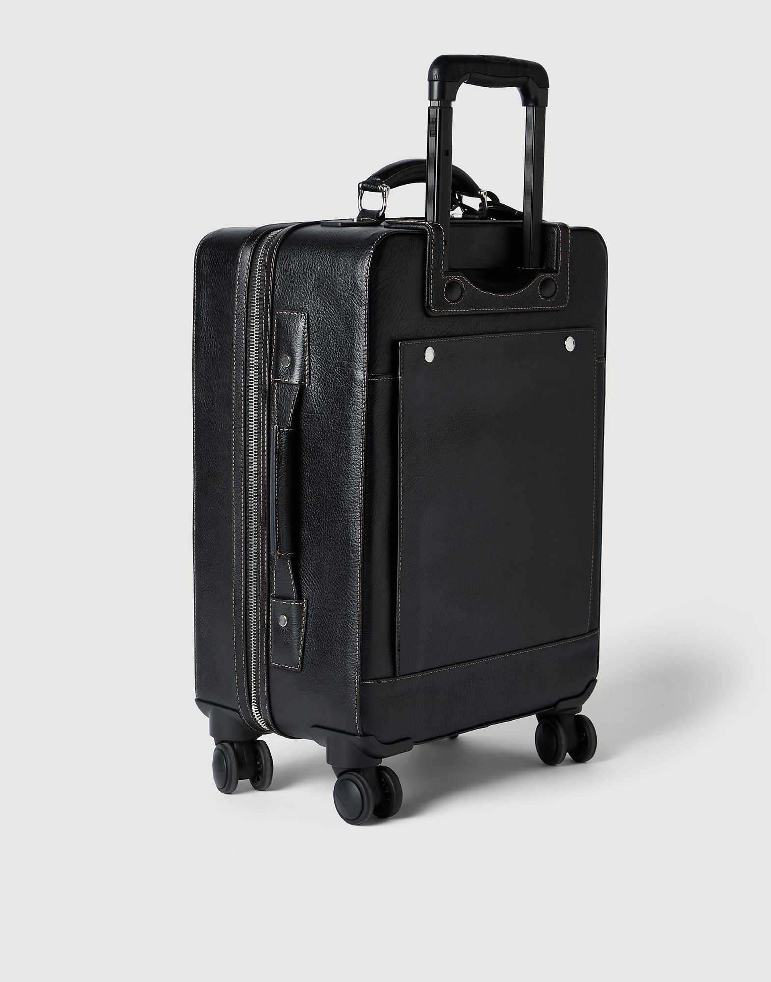 Grained calfskin suitcase for Man in Black | Brunello Cucinelli