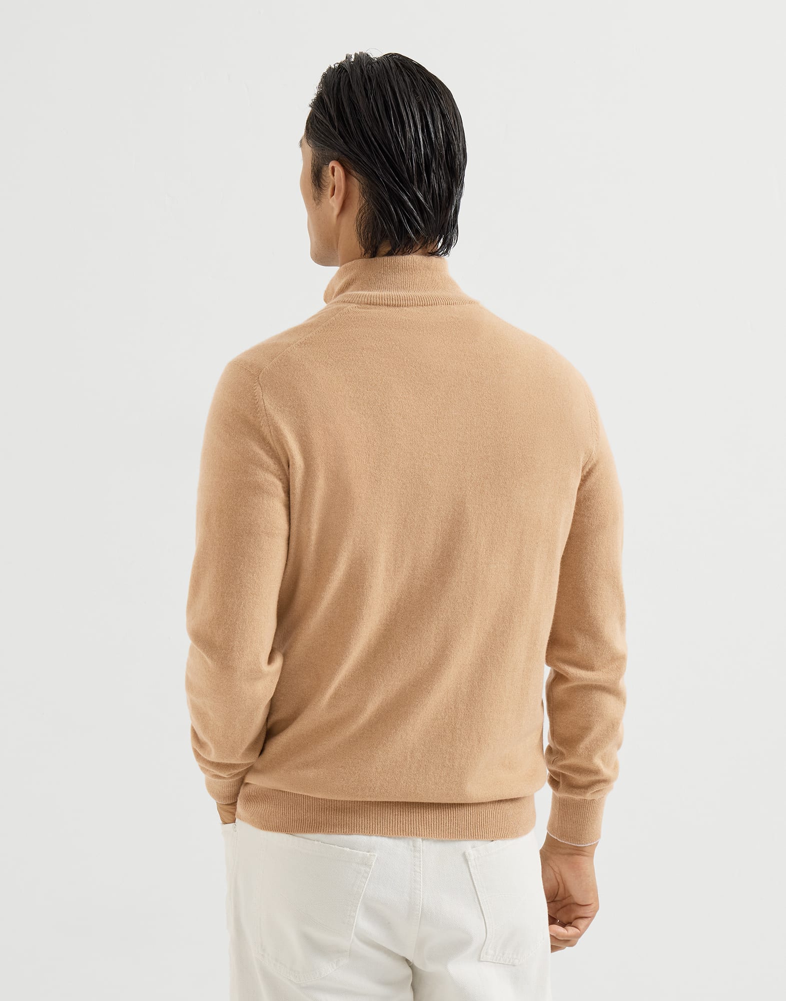 Vicuña zip-up sweater for Man in Beige | Brunello Cucinelli