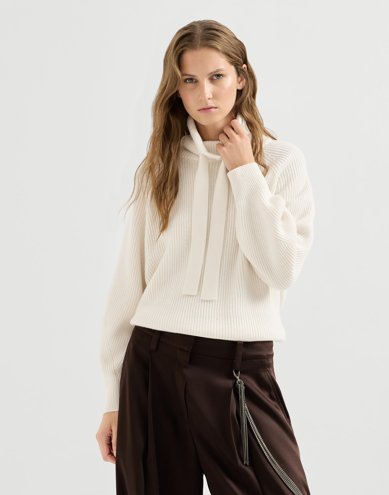 Cashmere English rib sweater Butter Woman - Brunello Cucinelli
