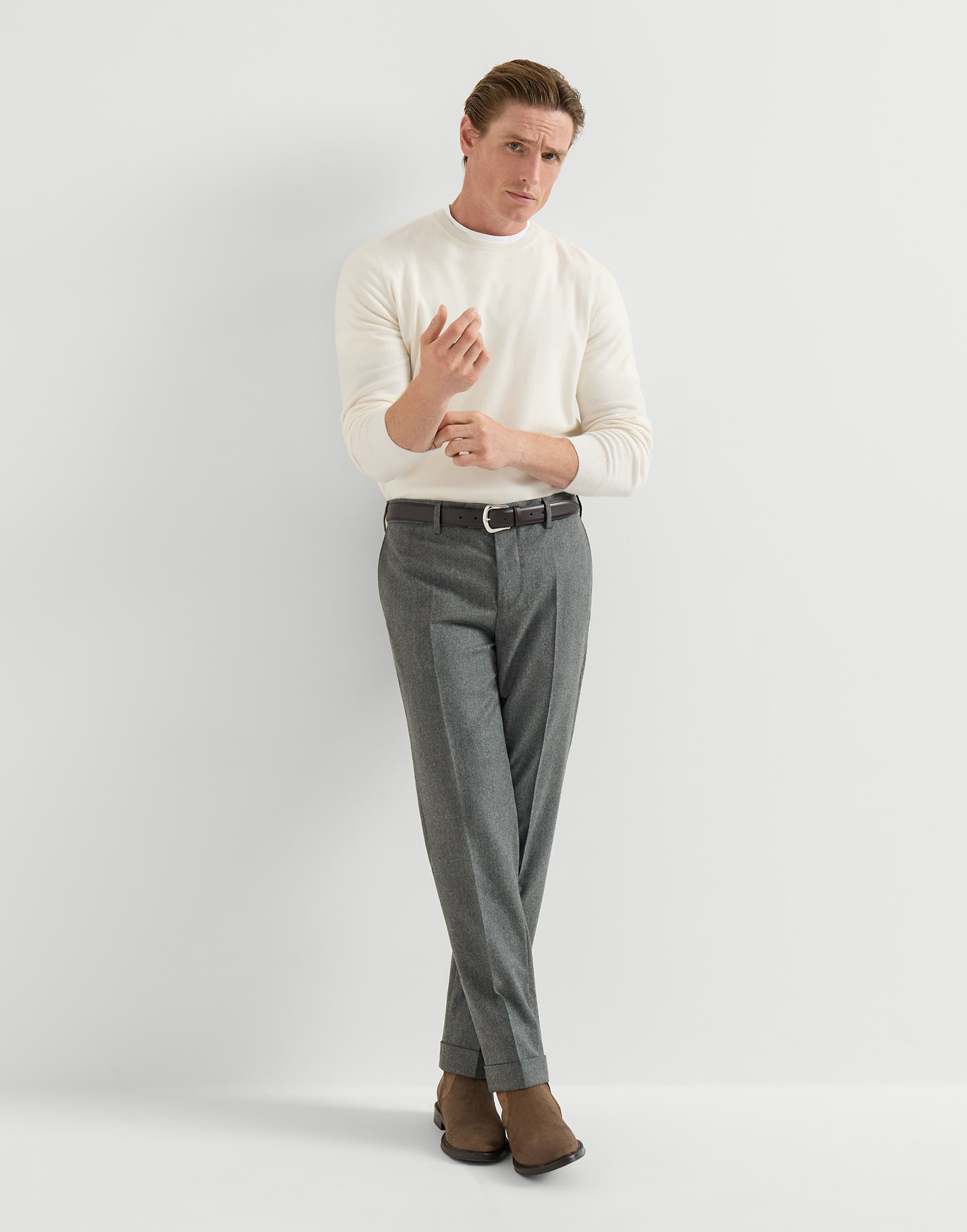 Italian fit trousers for Man in Medium Grey | Brunello Cucinelli