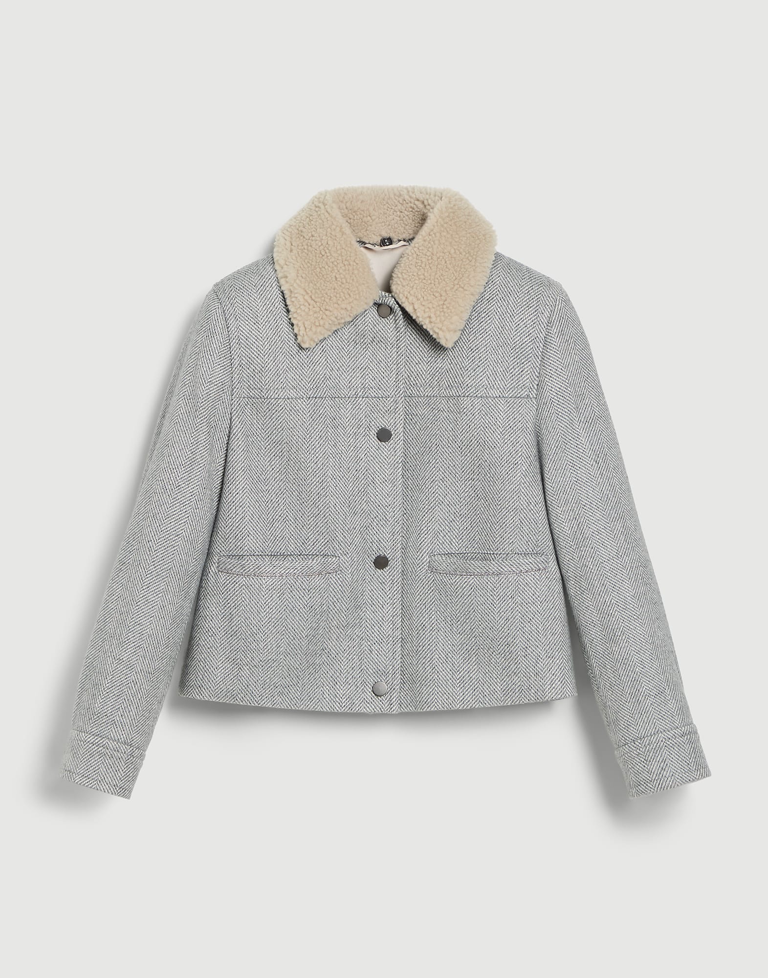 Cotton chevron outerwear jacket Light Grey Girls - Brunello Cucinelli