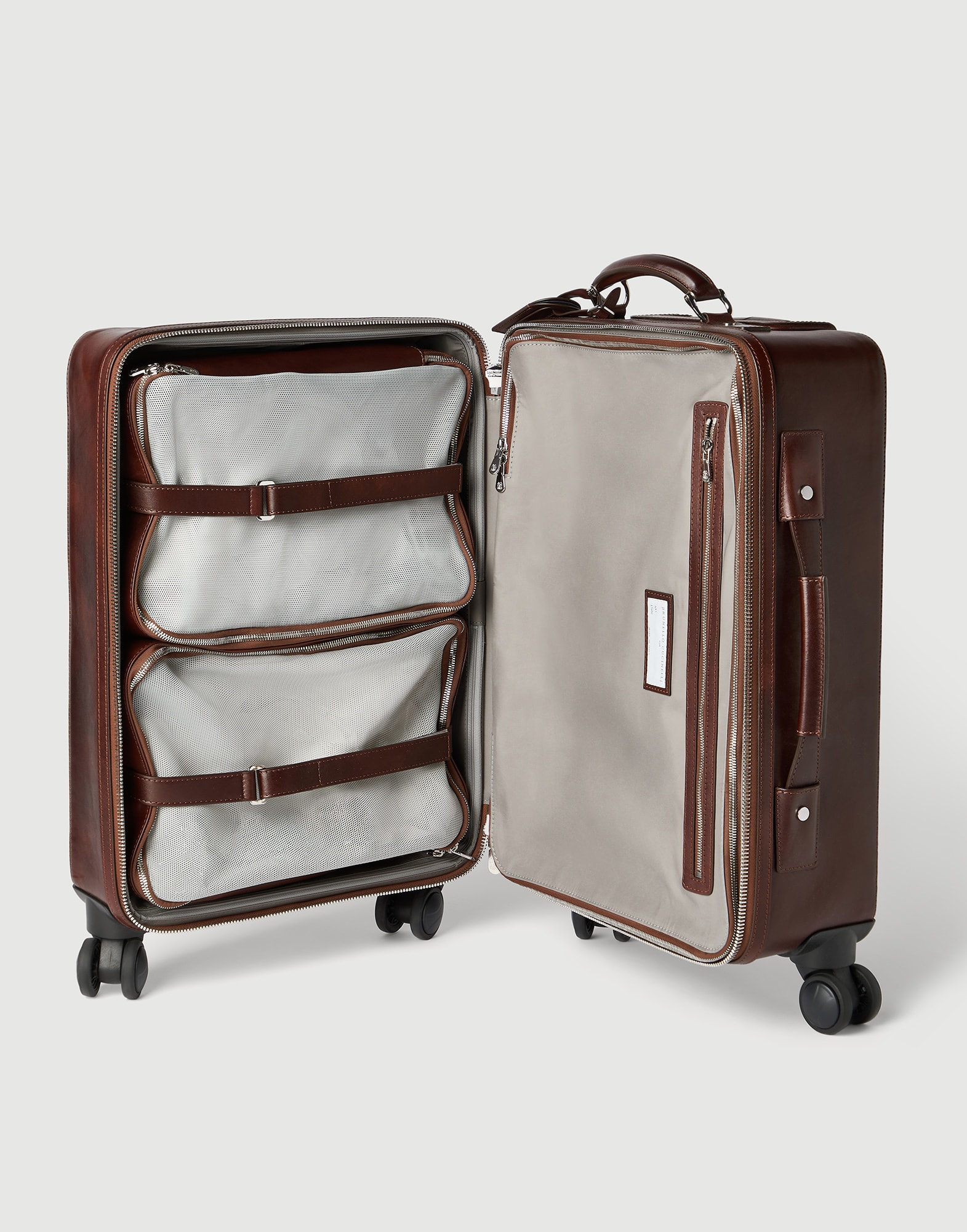 Calfskin suitcase for Man in Burgundy | Brunello Cucinelli