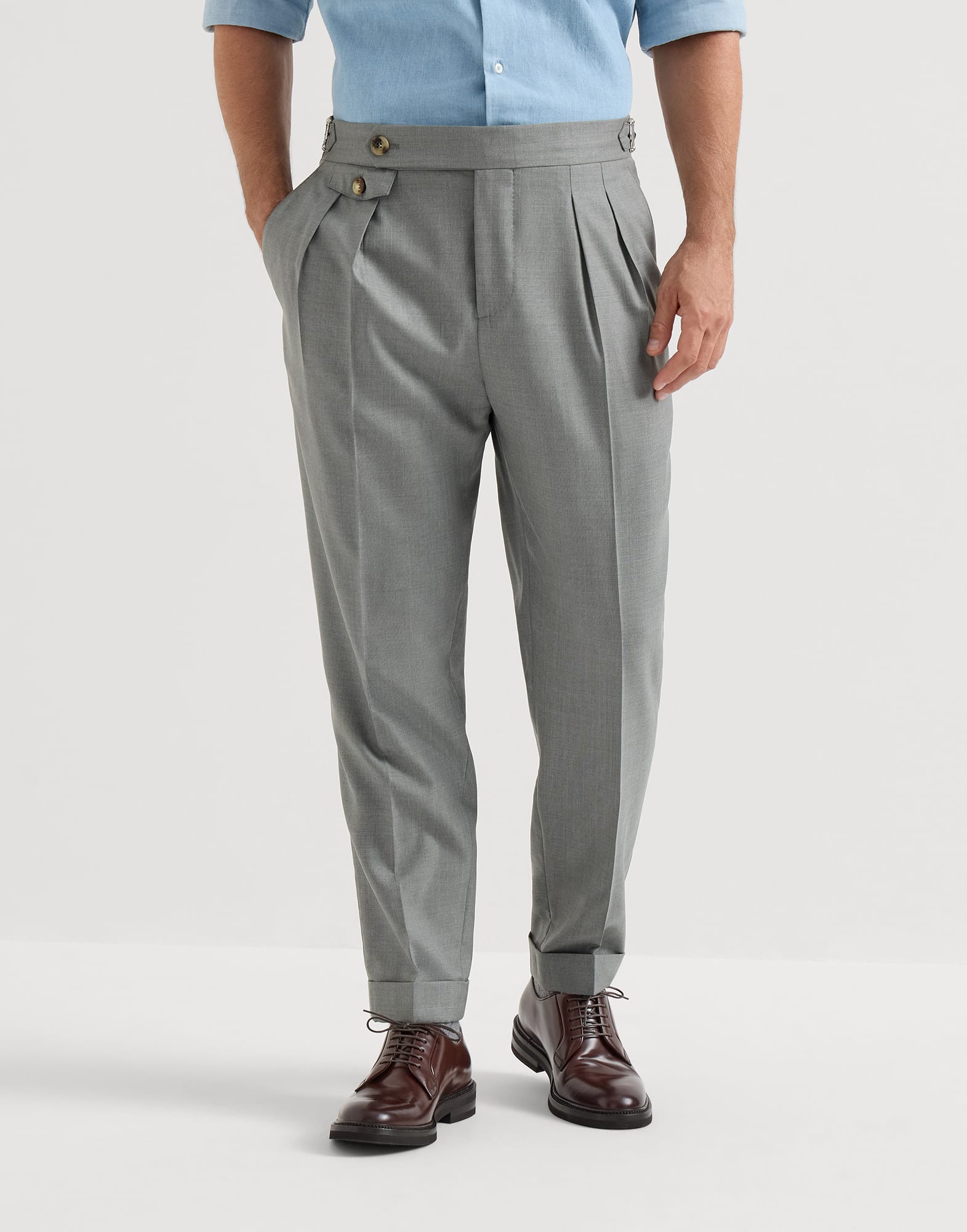 Brunello Cucinelli カジュアルパンツ ダークグレー 36 Lightweight hopsack trousers for Man in Grey | Brunello Cucinelli