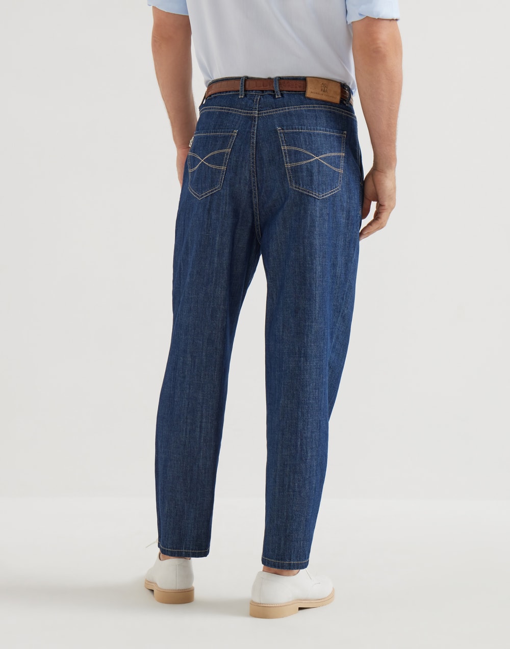 Hose mit doppelten Bundfalten Dunkles Jeansblau Herren - Brunello Cucinelli