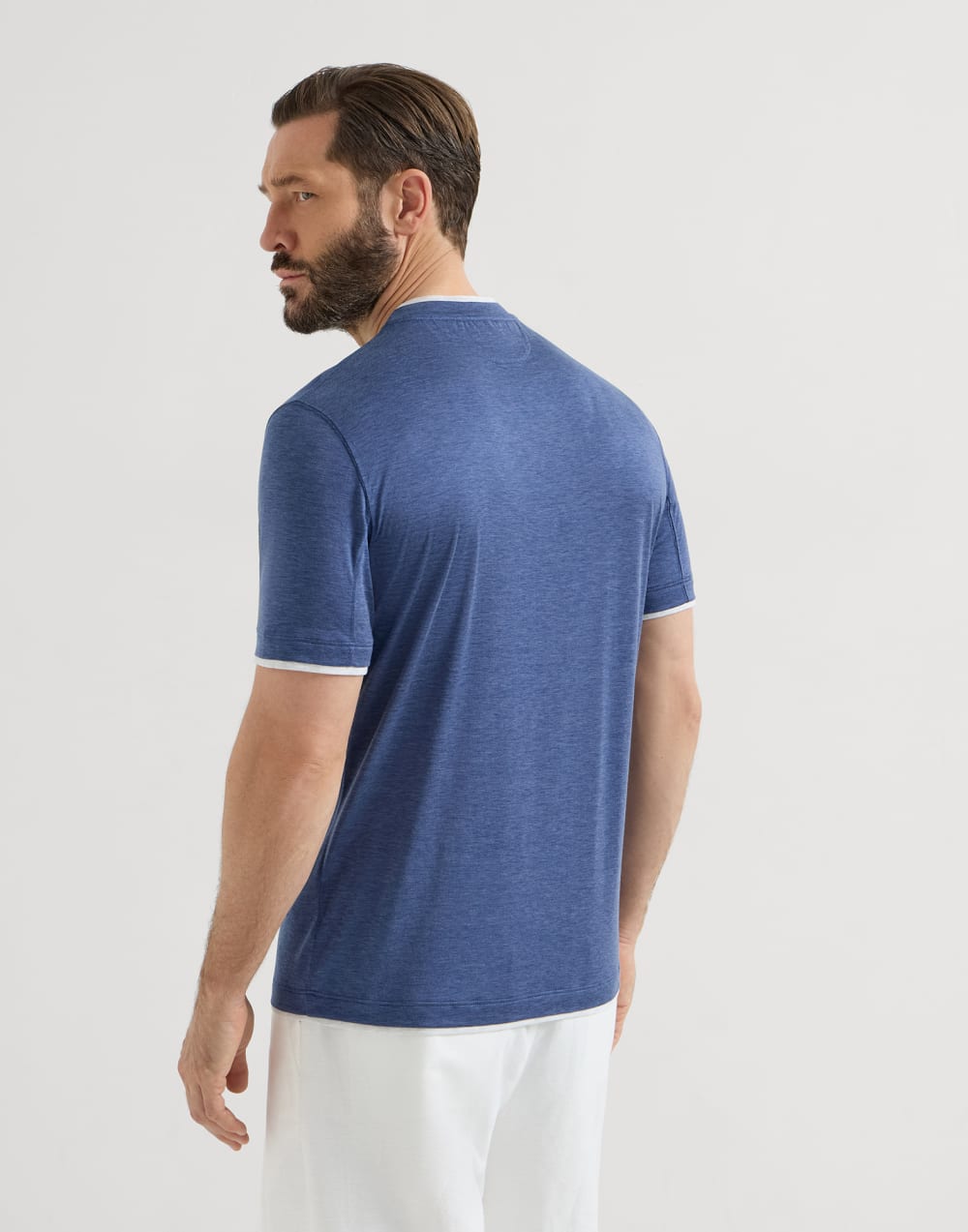 T-Shirt mit Faux-Layering Jeansblau Herren - Brunello Cucinelli