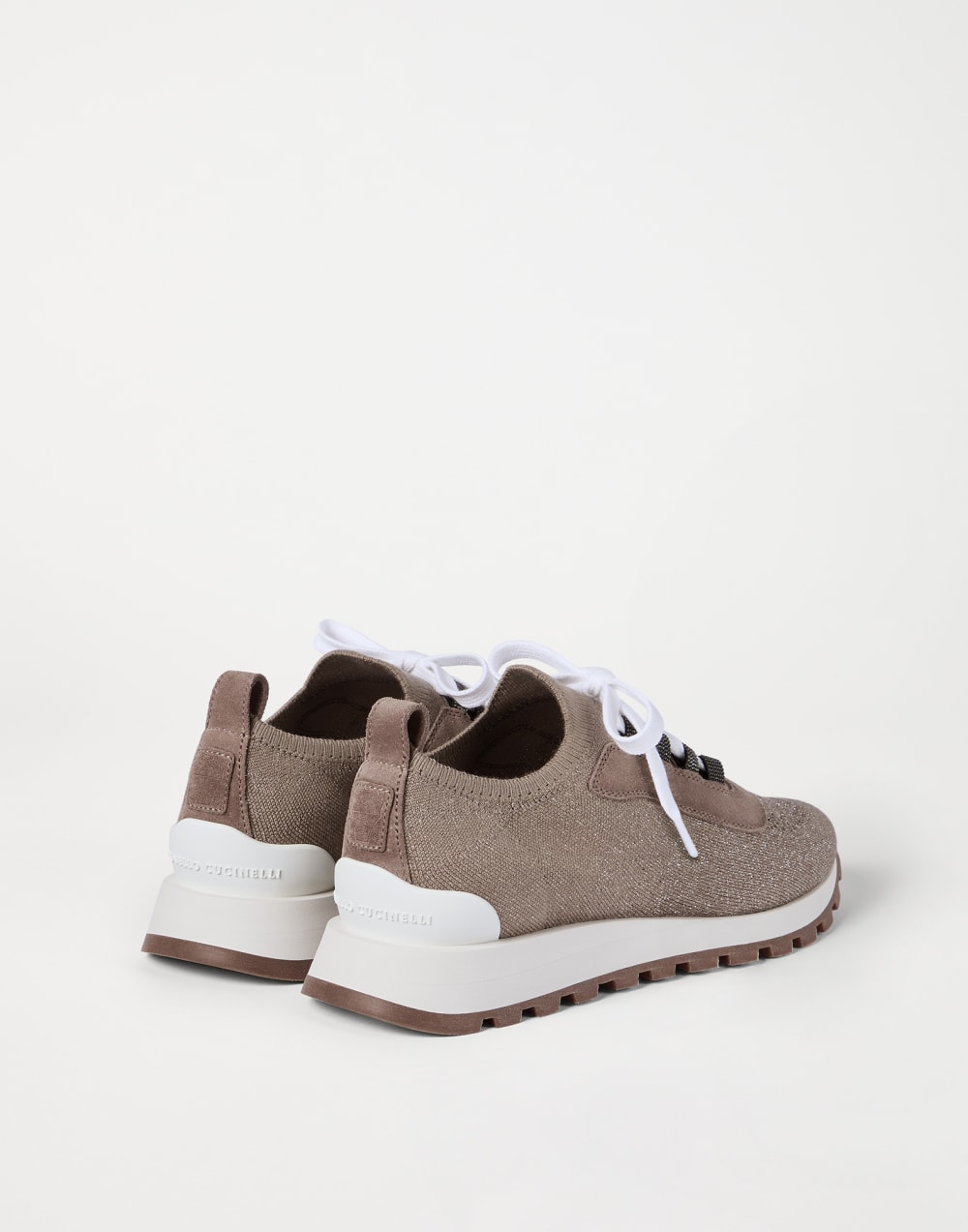 Suede sneakers with monili Brown Woman - Brunello Cucinelli