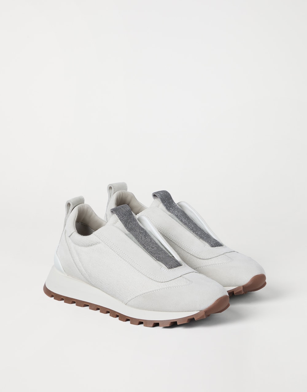 Canvas and suede runners White Woman - Brunello Cucinelli
