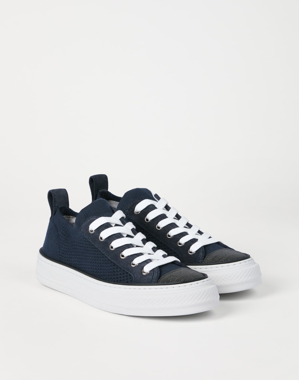 Sneakers aus Baumwollstrick Blau Damen - Brunello Cucinelli