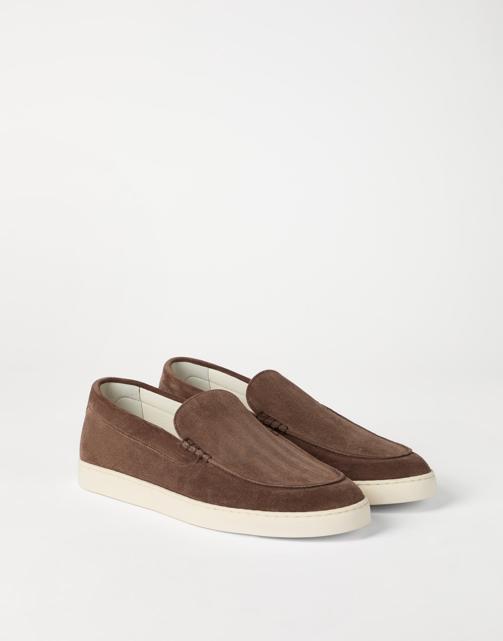 Slip-ons aus Veloursleder Tabak Herren - Brunello Cucinelli