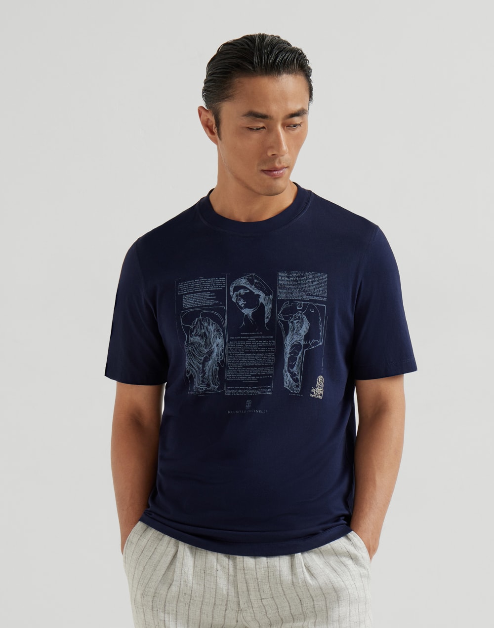 T-Shirt aus Jersey Kobaltblau Herren - Brunello Cucinelli