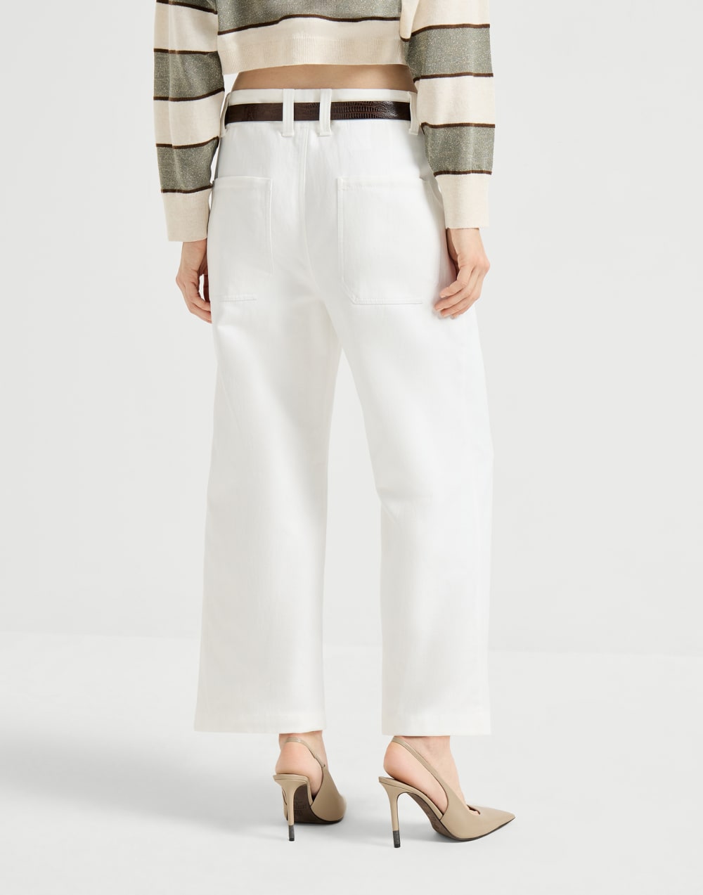 Chino Crop-Hose Weiß Damen - Brunello Cucinelli