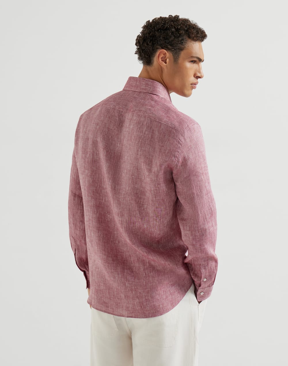 Bluse aus Leinen Kirschrot Herren - Brunello Cucinelli