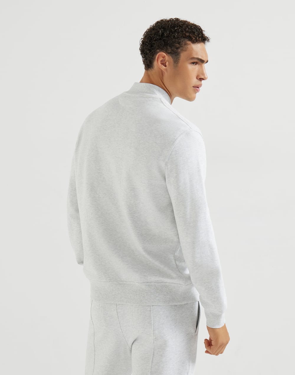 Sweatshirt with zipper Pearl Grey Man - Brunello Cucinelli