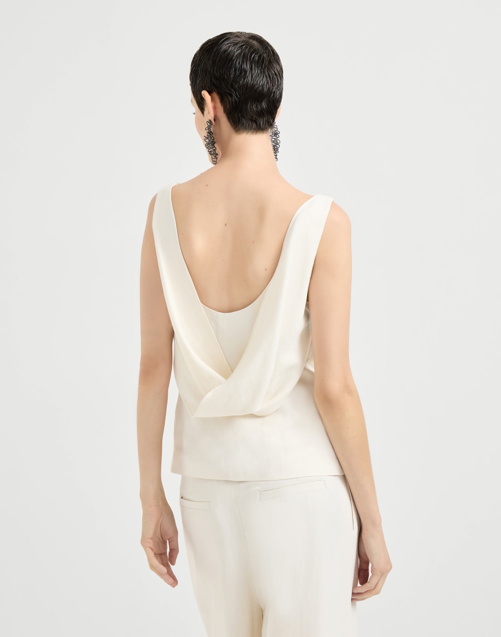 Fluid twill top Ivory Woman - Brunello Cucinelli