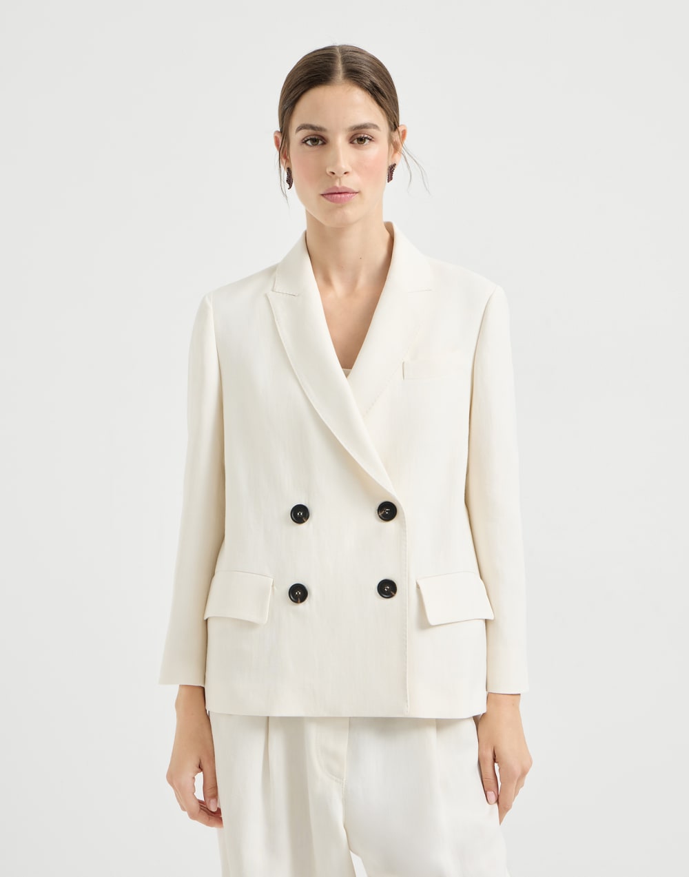 Blazer aus Fluid-Twill Elfenbein Damen - Brunello Cucinelli