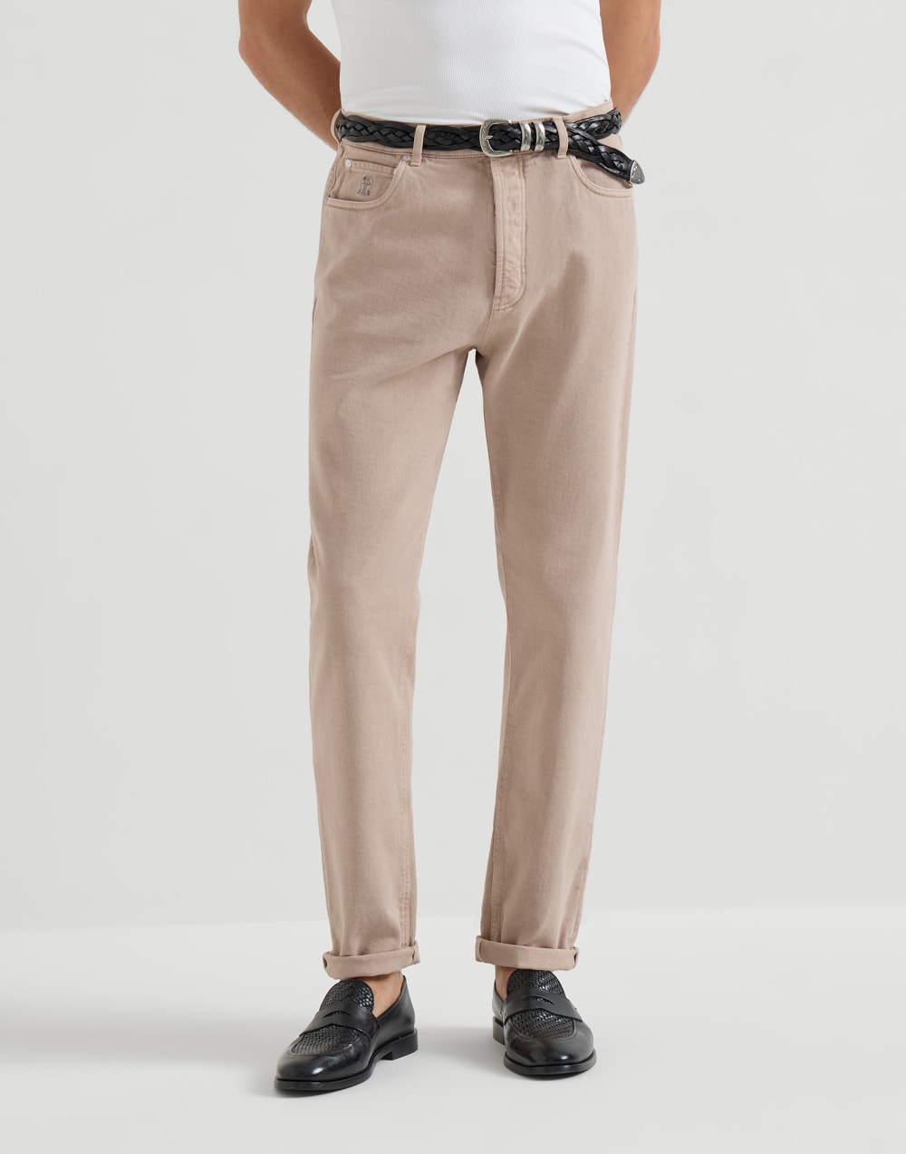 Hose aus stückgefärbtem Denim Hellbraun Herren - Brunello Cucinelli