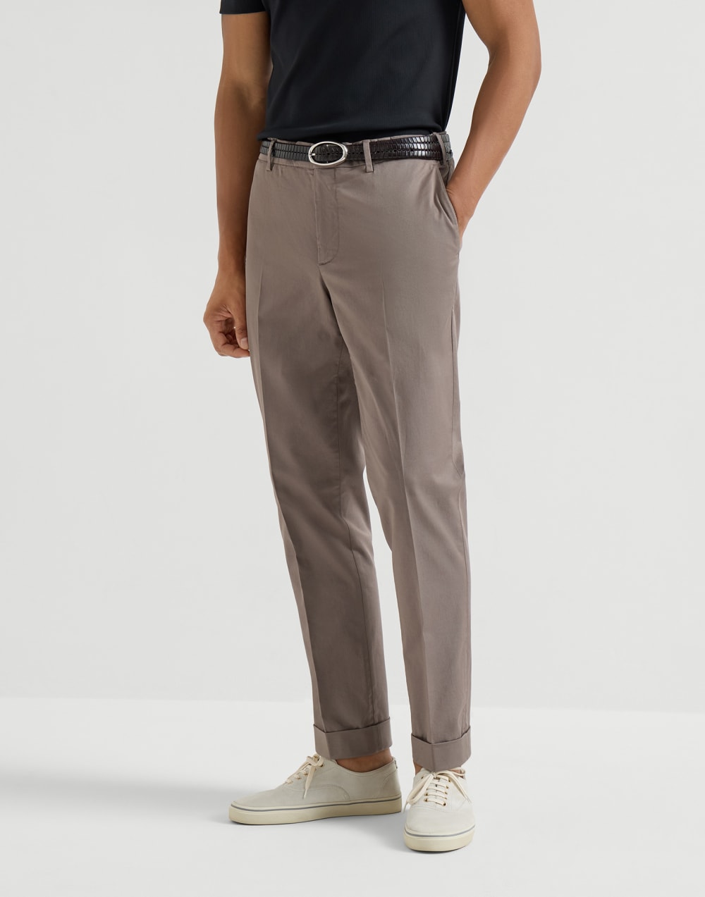 Comfort gabardine trousers Hazelnut Man - Brunello Cucinelli
